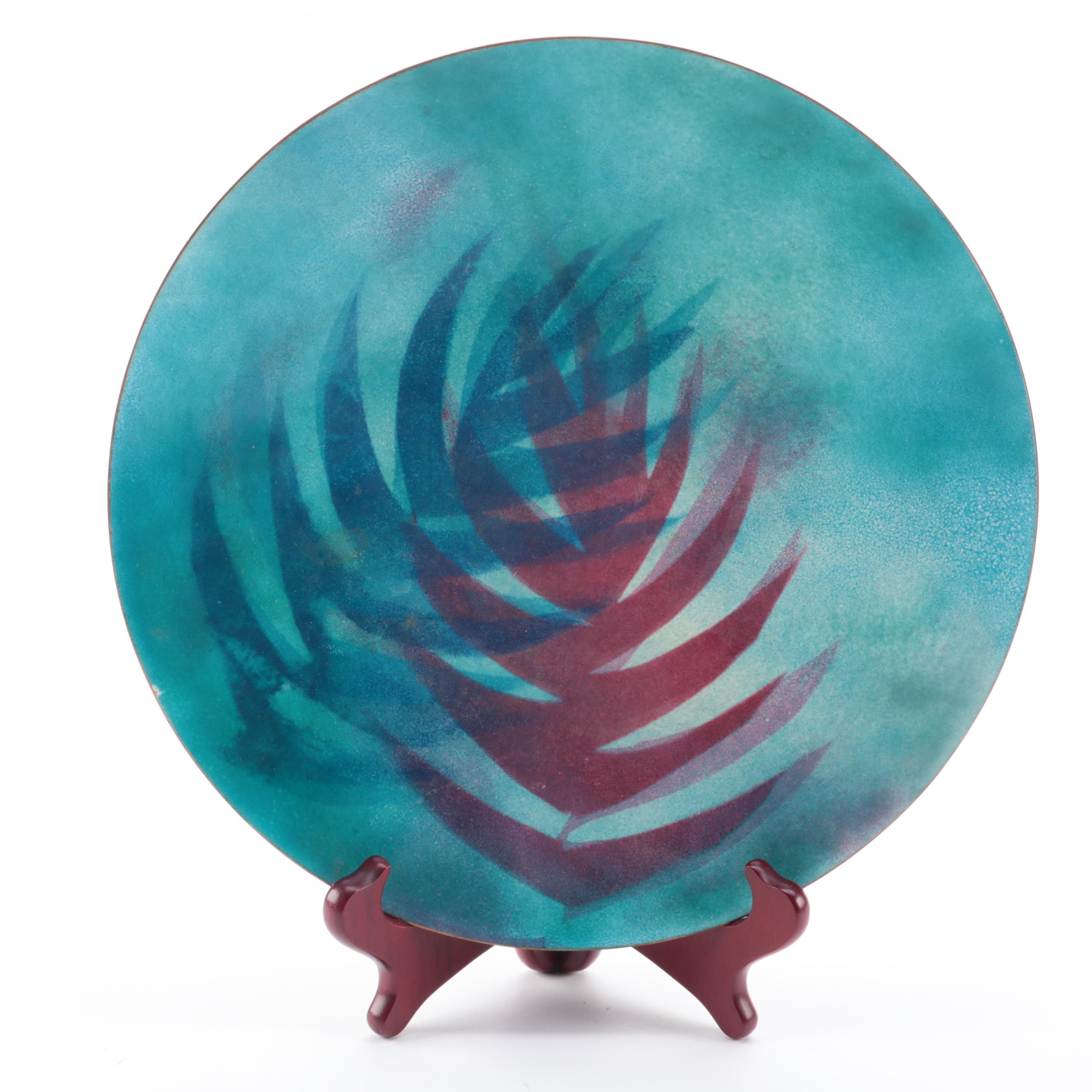 Mid Century Modern Style Enameled Plates, Mid to Late 20th Century