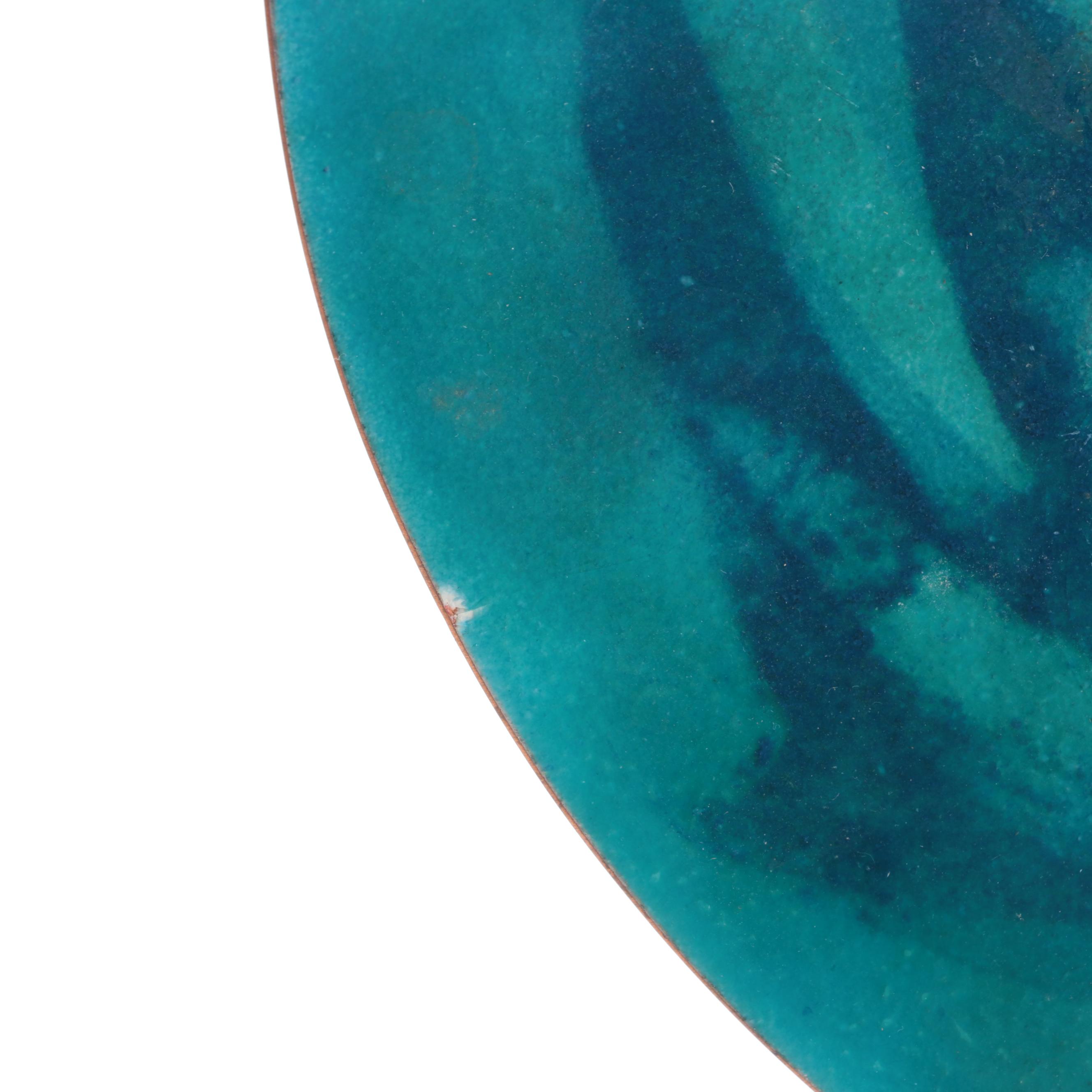 Mid Century Modern Style Enameled Plates, Mid to Late 20th Century