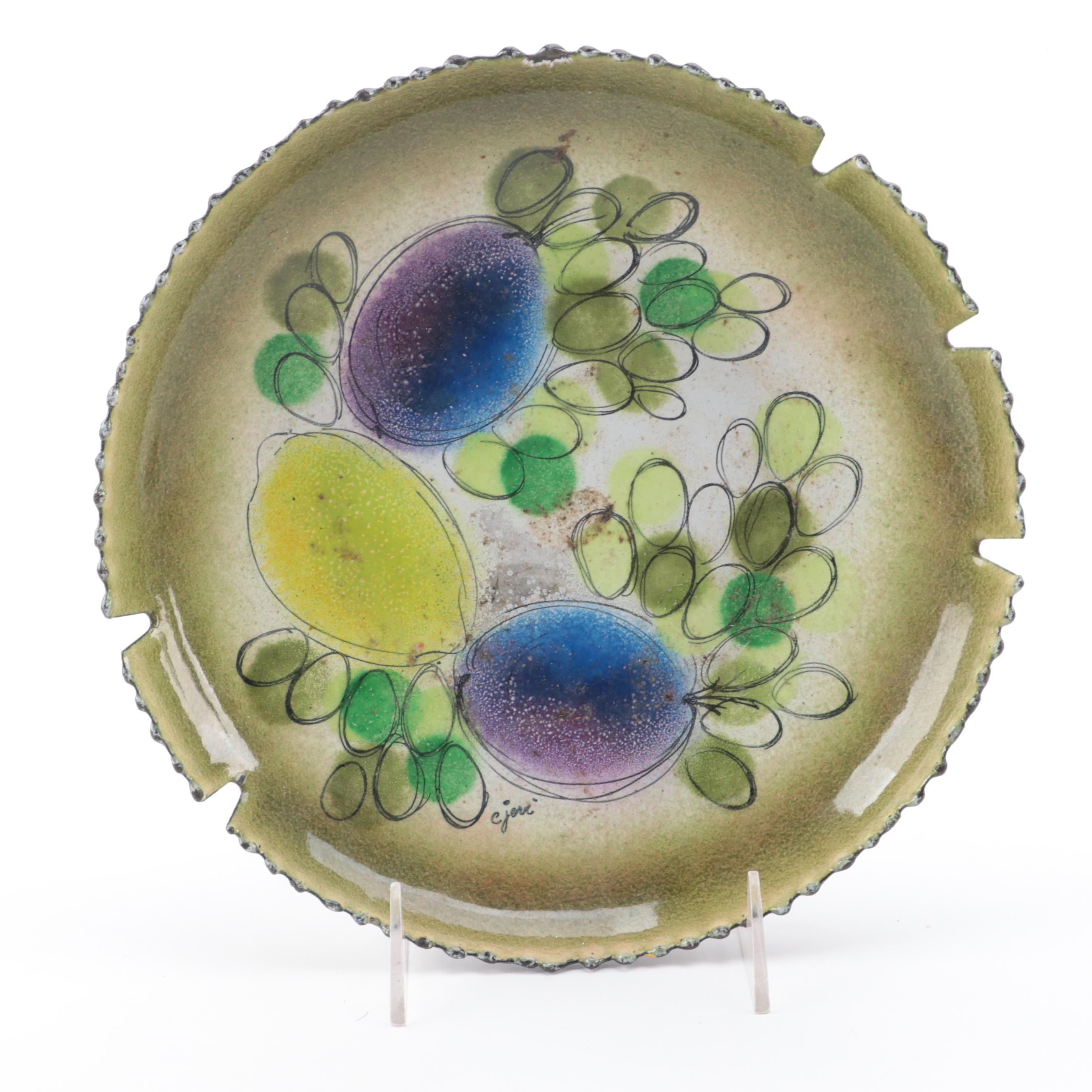 Mid Century Modern Style Enameled Plates, Mid to Late 20th Century