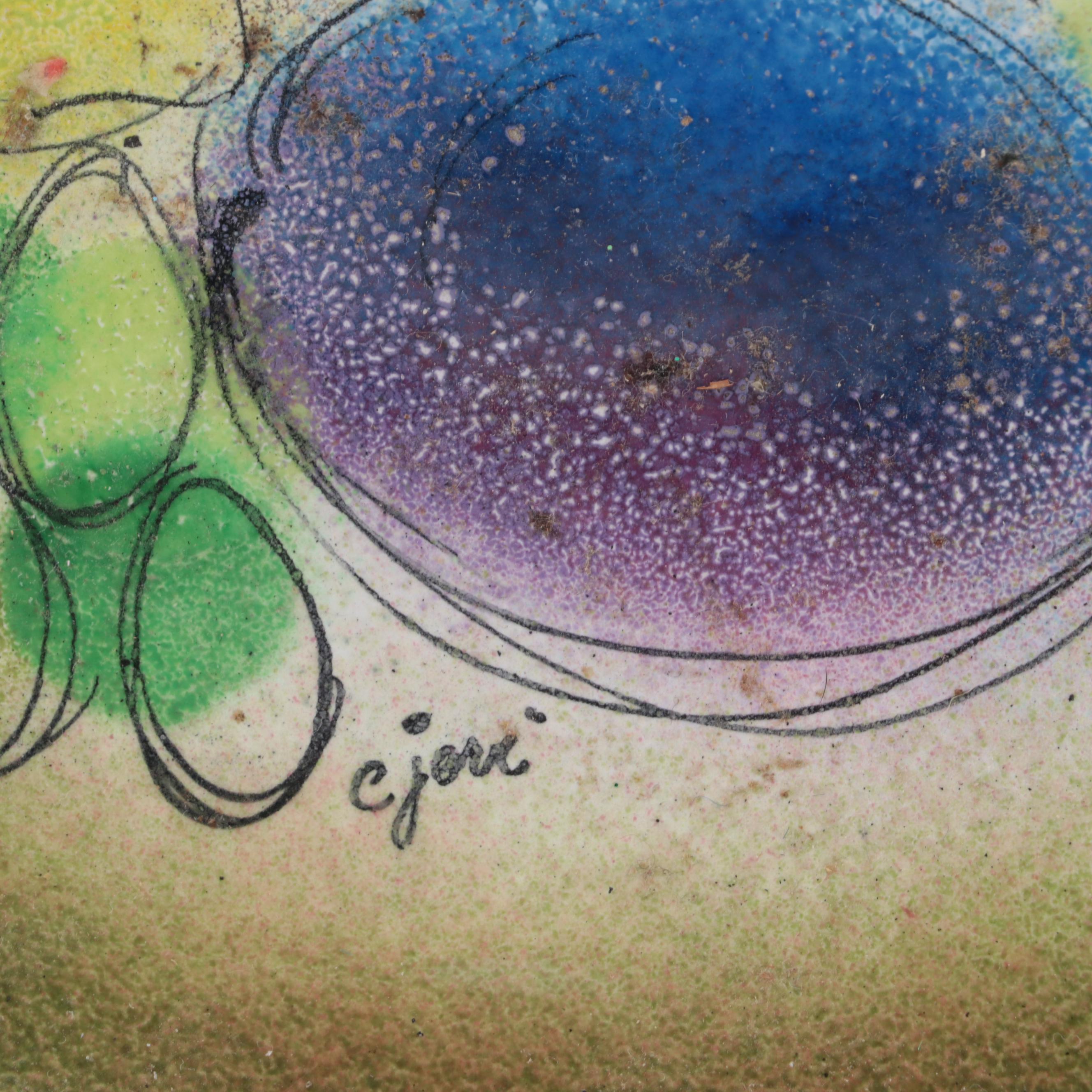 Mid Century Modern Style Enameled Plates, Mid to Late 20th Century