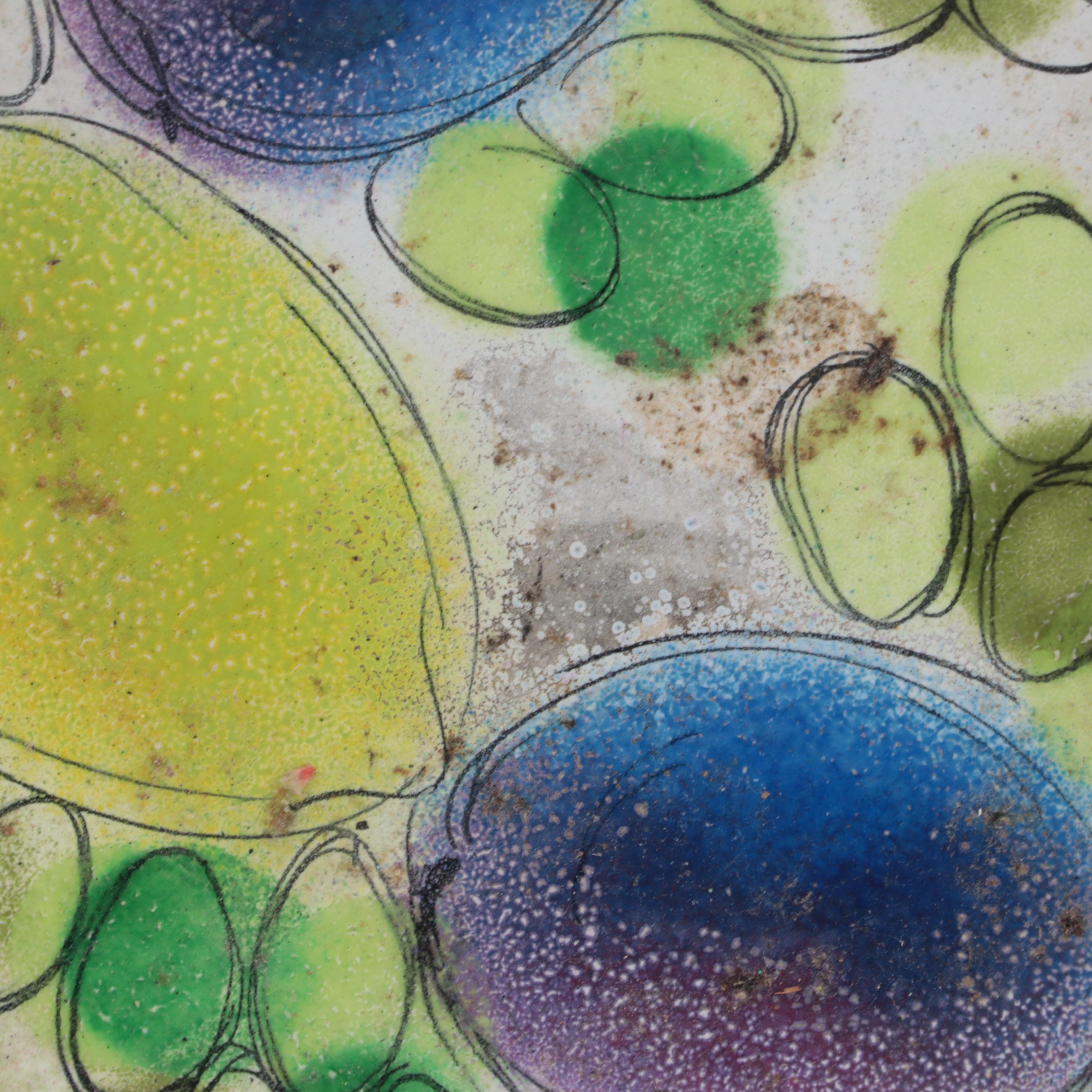 Mid Century Modern Style Enameled Plates, Mid to Late 20th Century