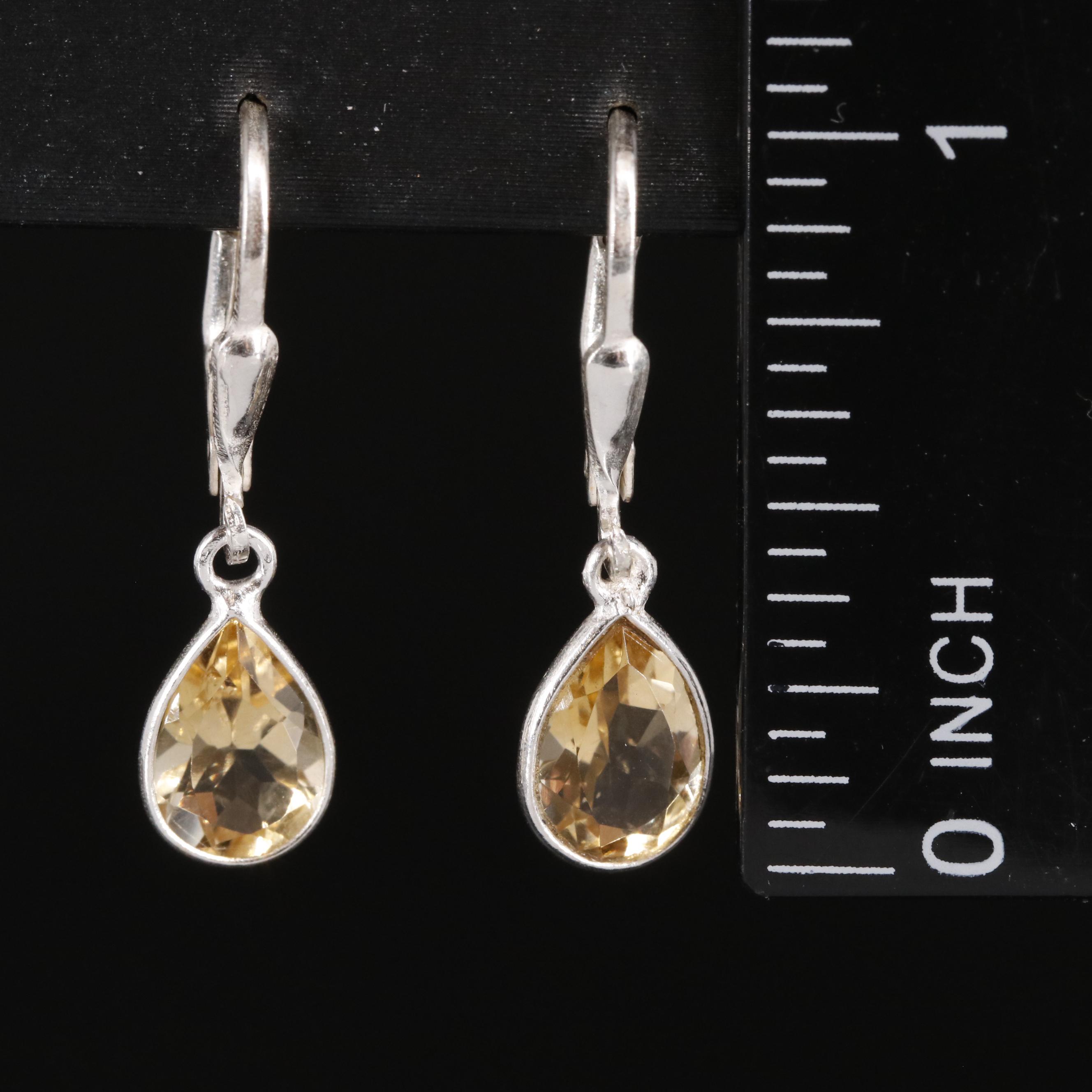 Sterling Citrine Dangle Earrings
