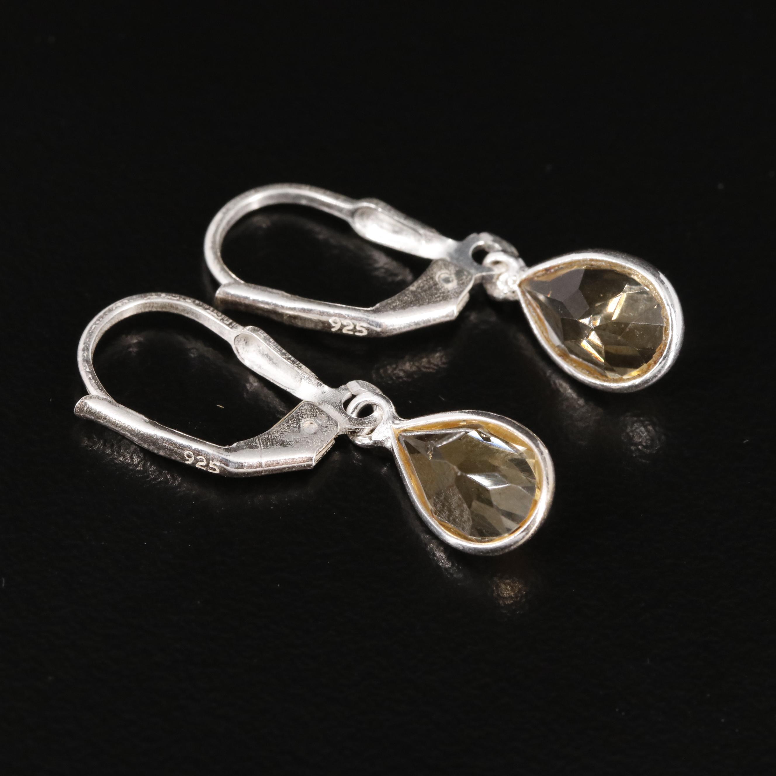 Sterling Citrine Dangle Earrings