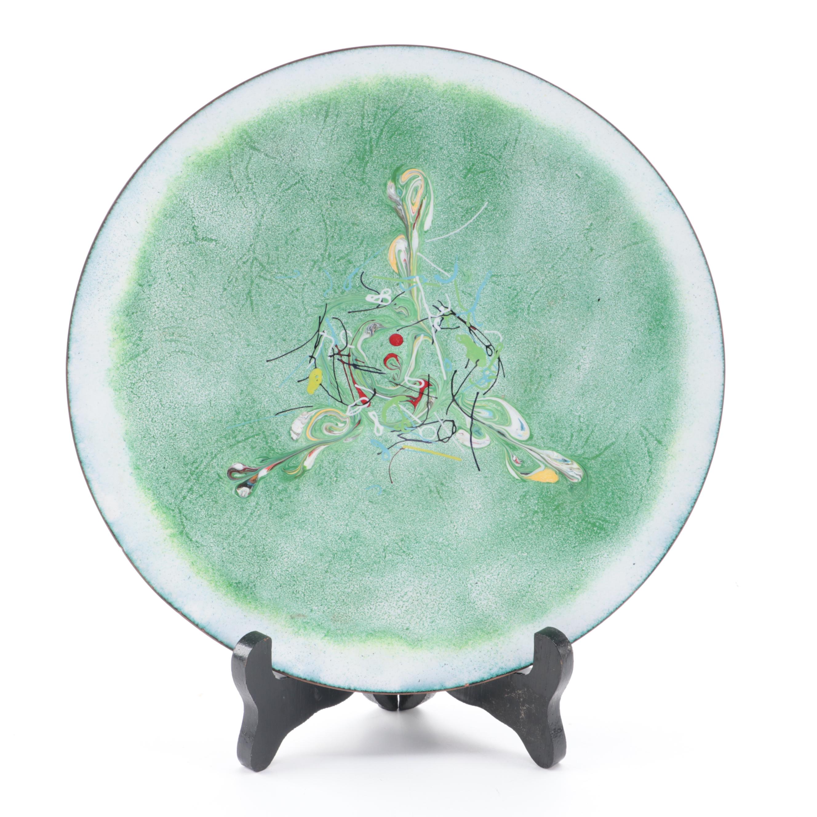 Mid Century Modern Style Enameled Plates, Mid to Late 20th Century