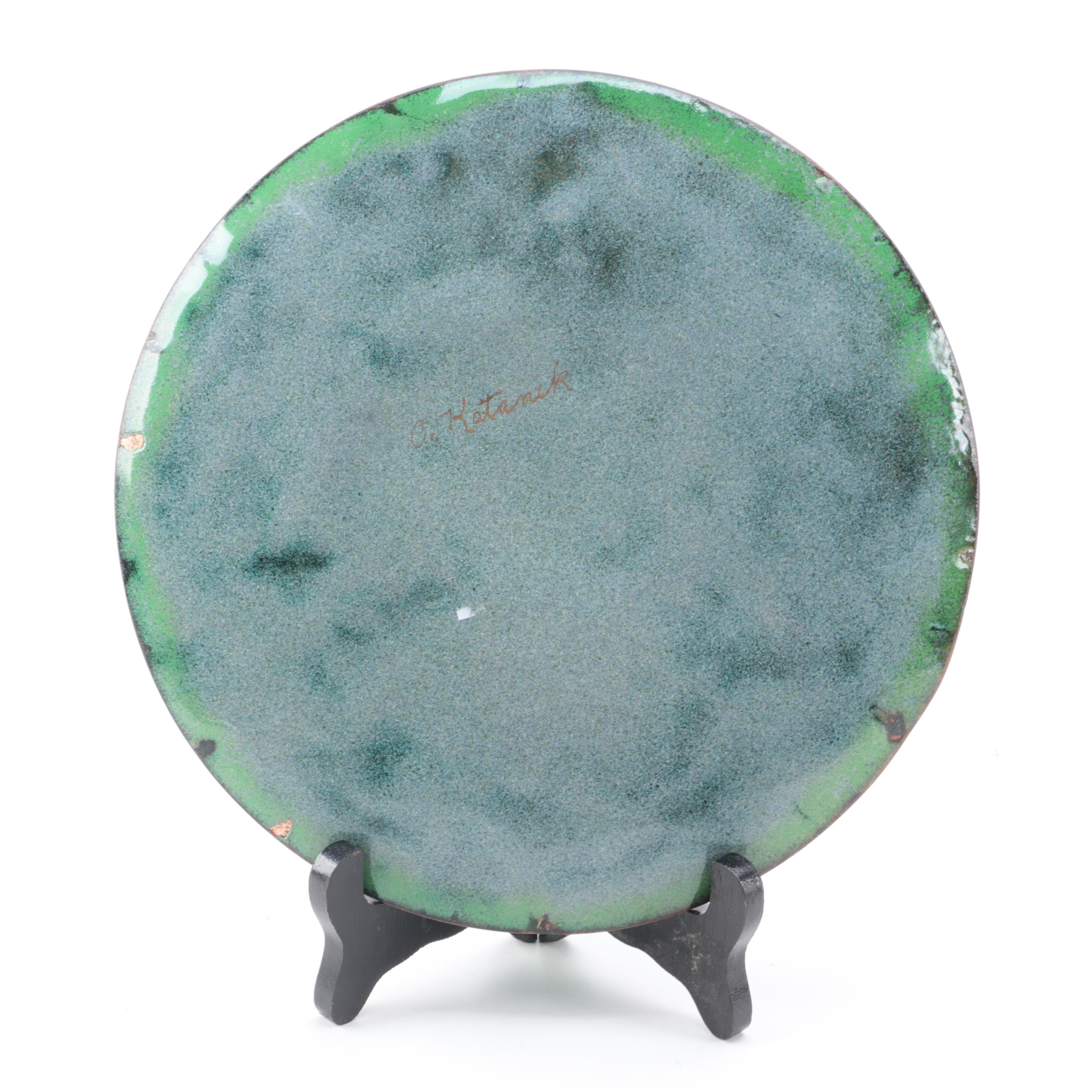 Mid Century Modern Style Enameled Plates, Mid to Late 20th Century