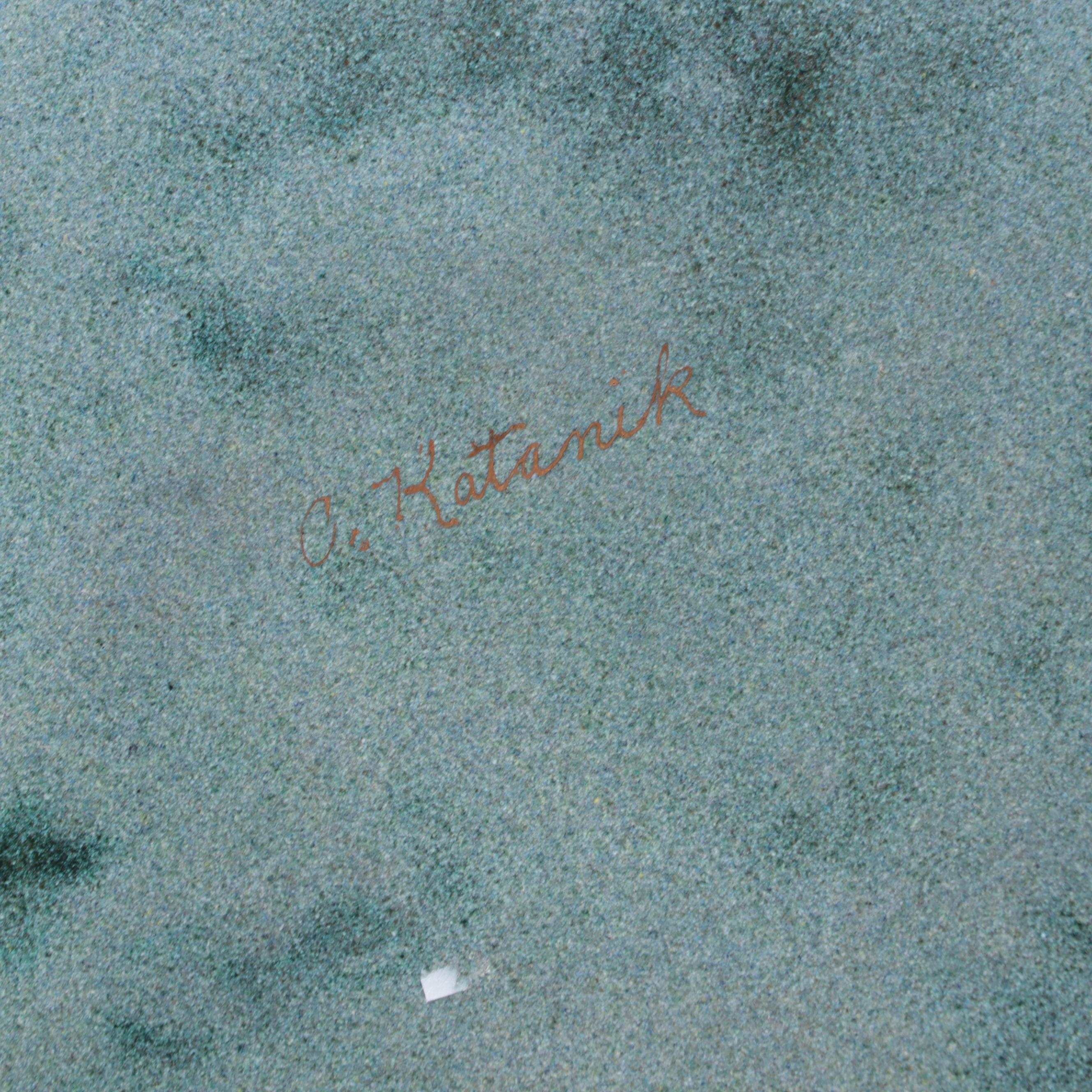 Mid Century Modern Style Enameled Plates, Mid to Late 20th Century