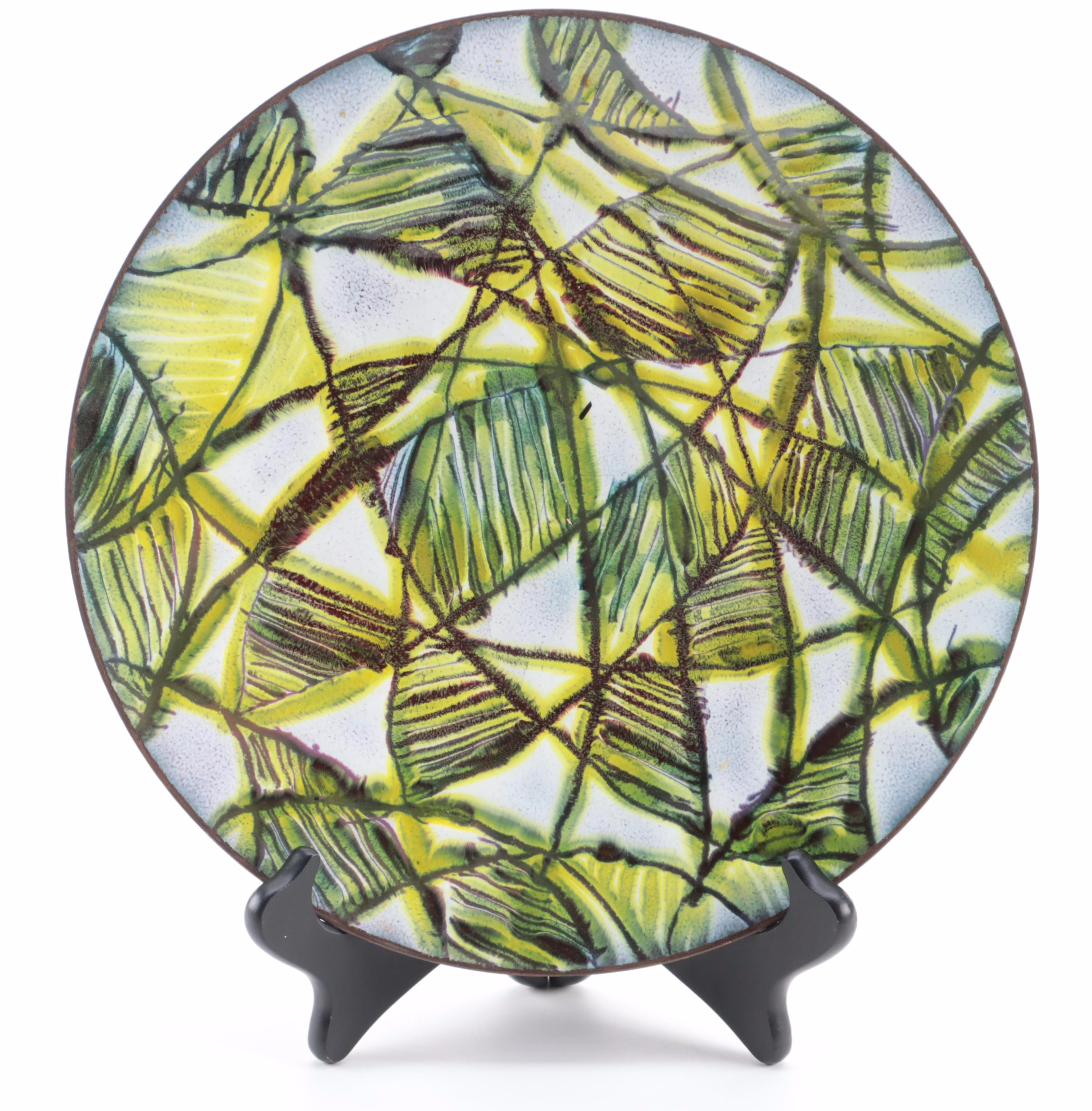 Mid Century Modern Style Enameled Plates, Mid to Late 20th Century