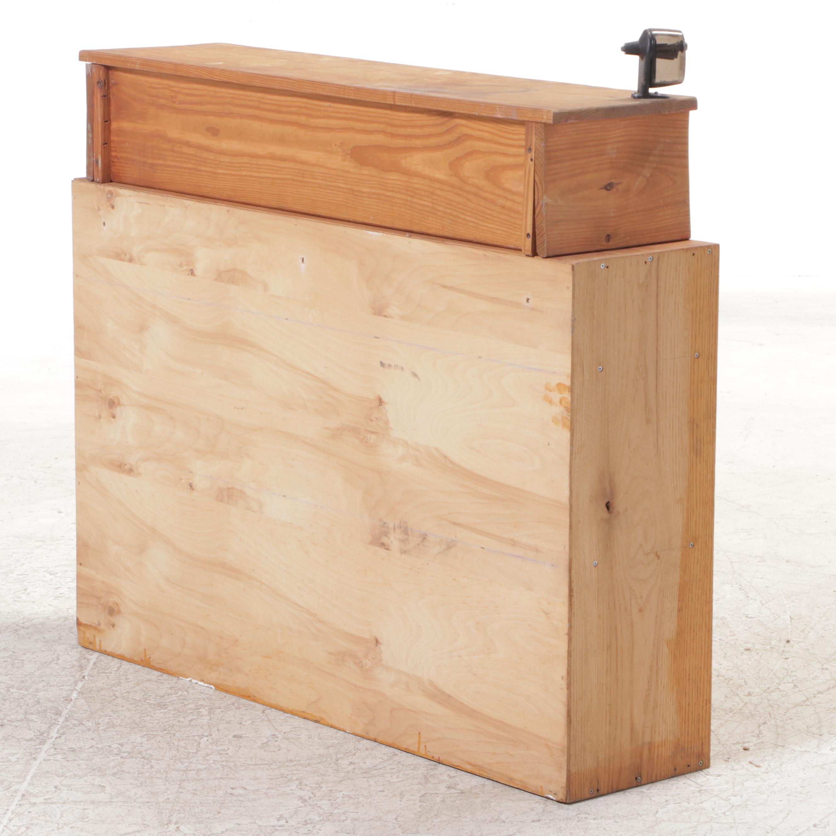 Pine Primitive Bookcase with Additional Shelf with Pencil Sharpener