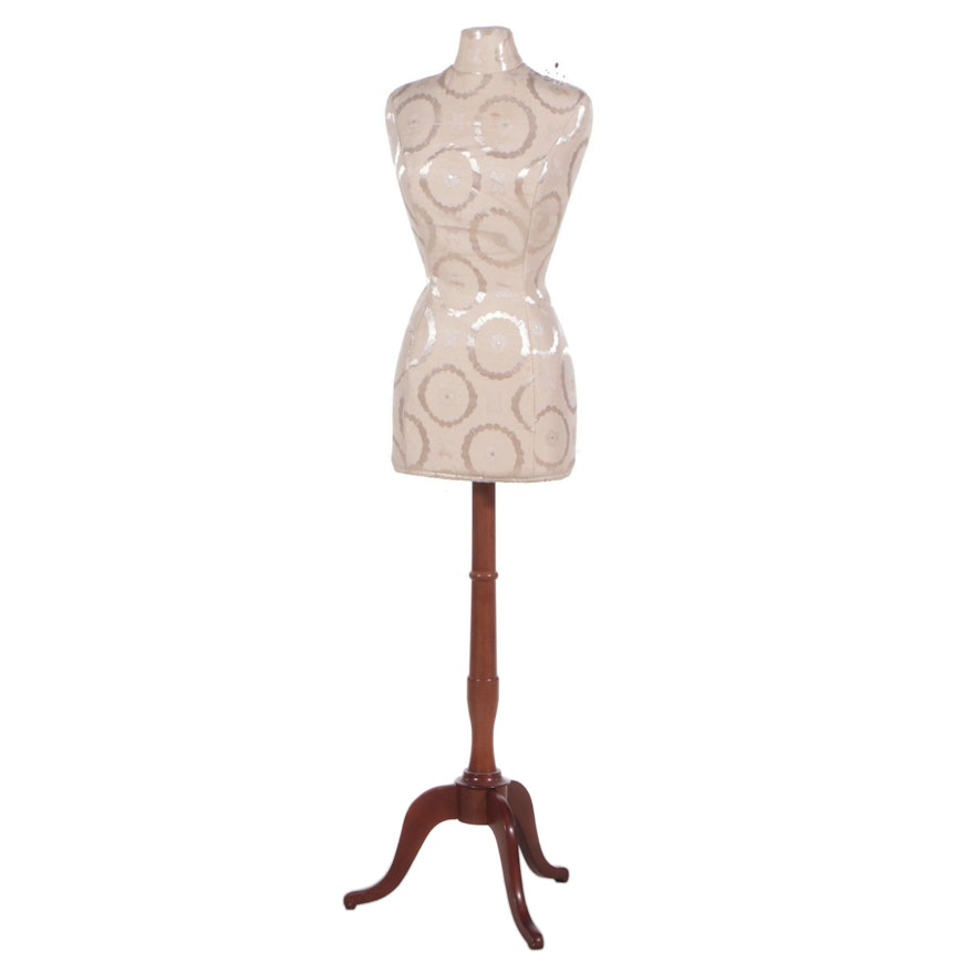 The Bombay Company Fabric-Lined Styrofoam Dress Form on Hardwood Stand