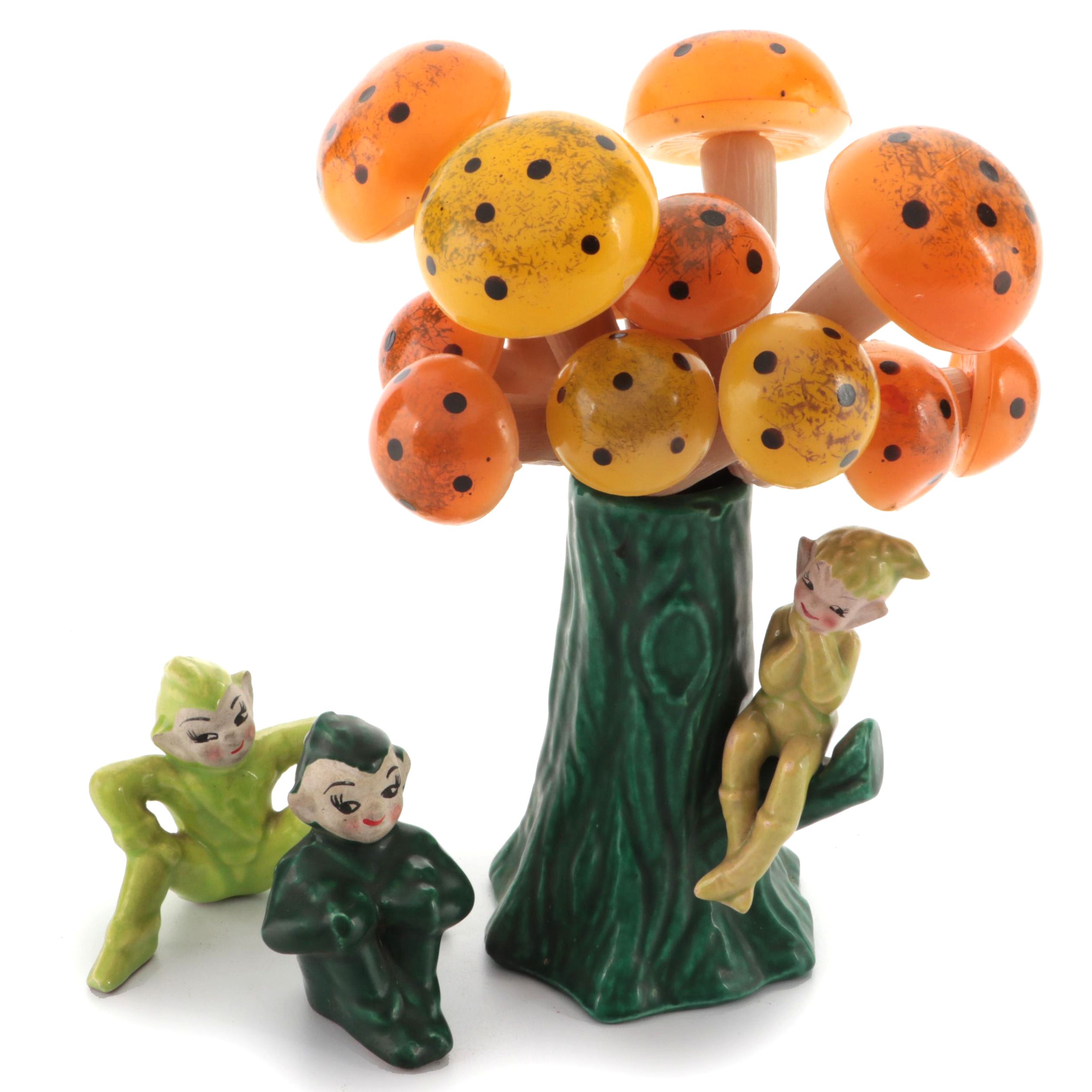 Gilner Californian Art Pottery Pixies with Mushroom Picks Collection