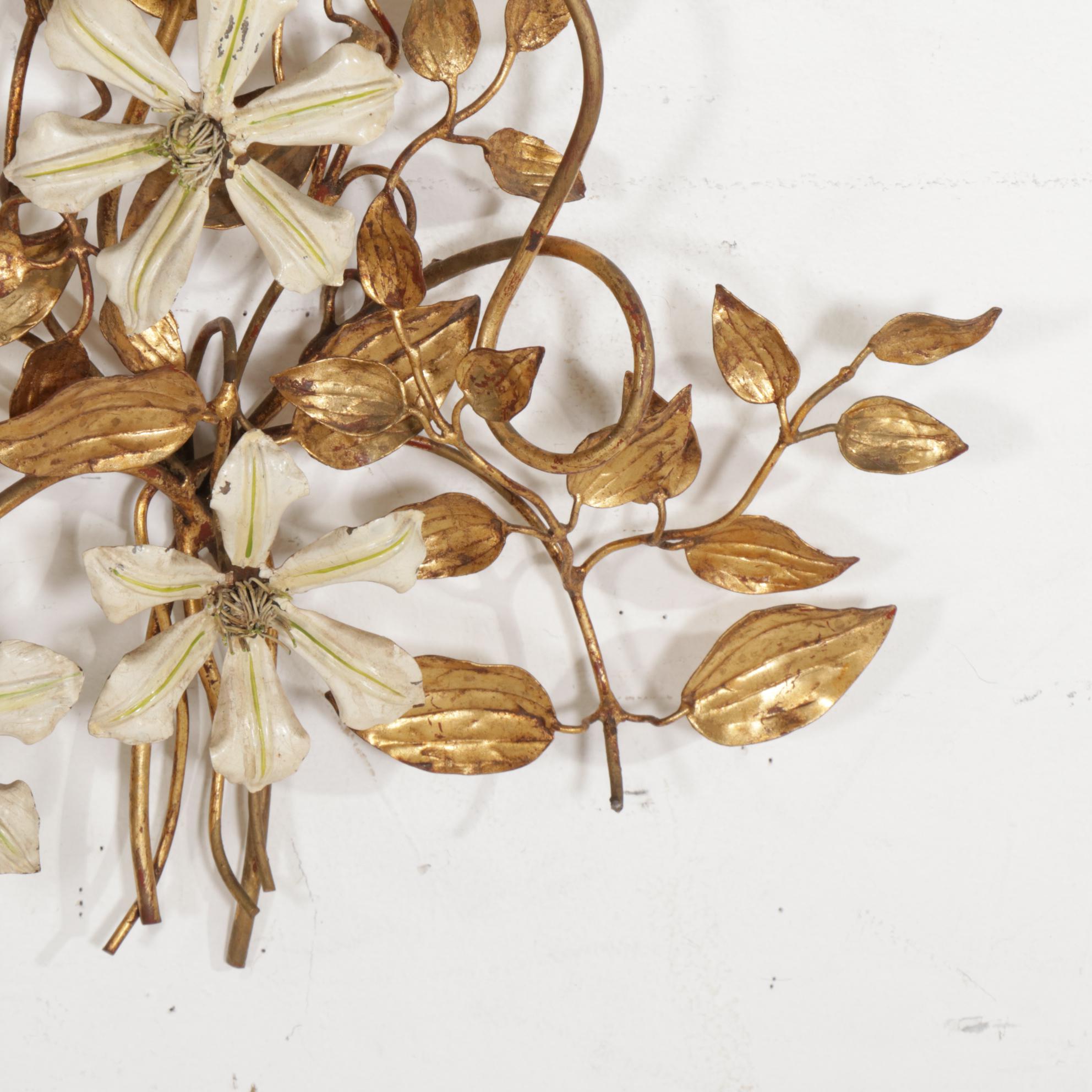 Italianate Style Gilt Metal Three-Light Wall Sconces, Mid to Late 20th Century