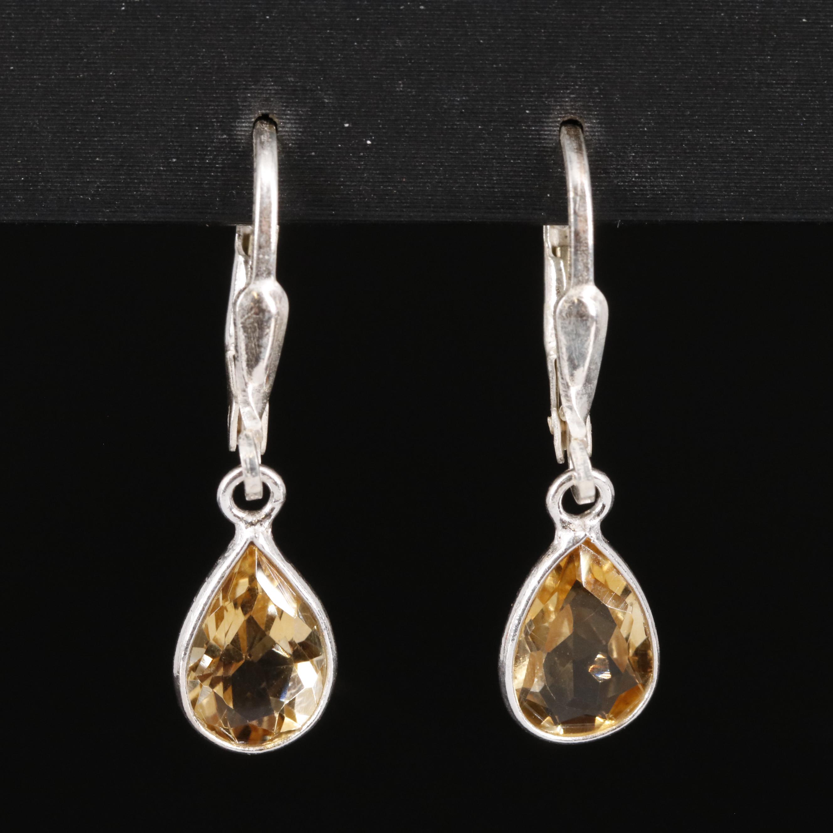 Sterling Citrine Dangle Earrings