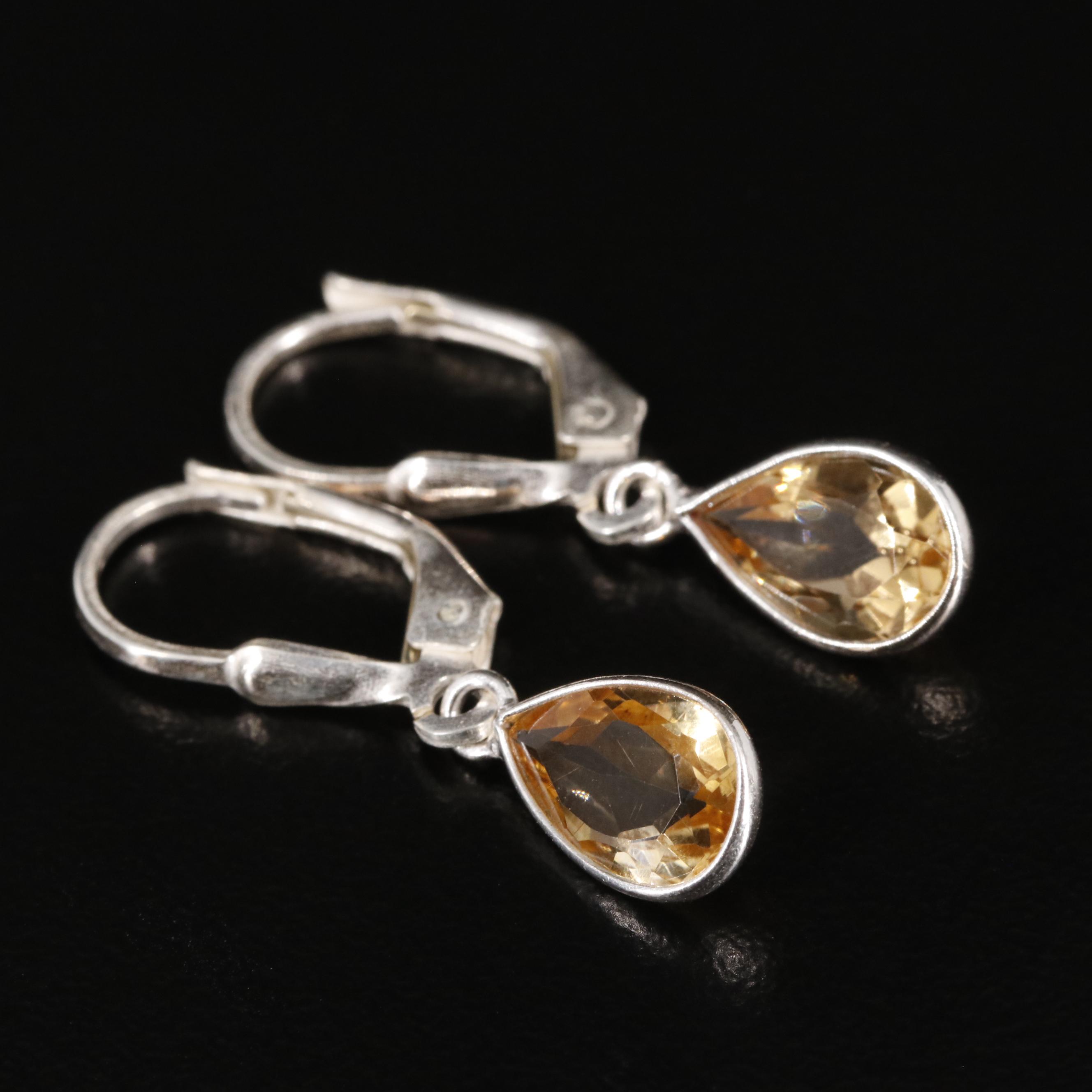 Sterling Citrine Dangle Earrings
