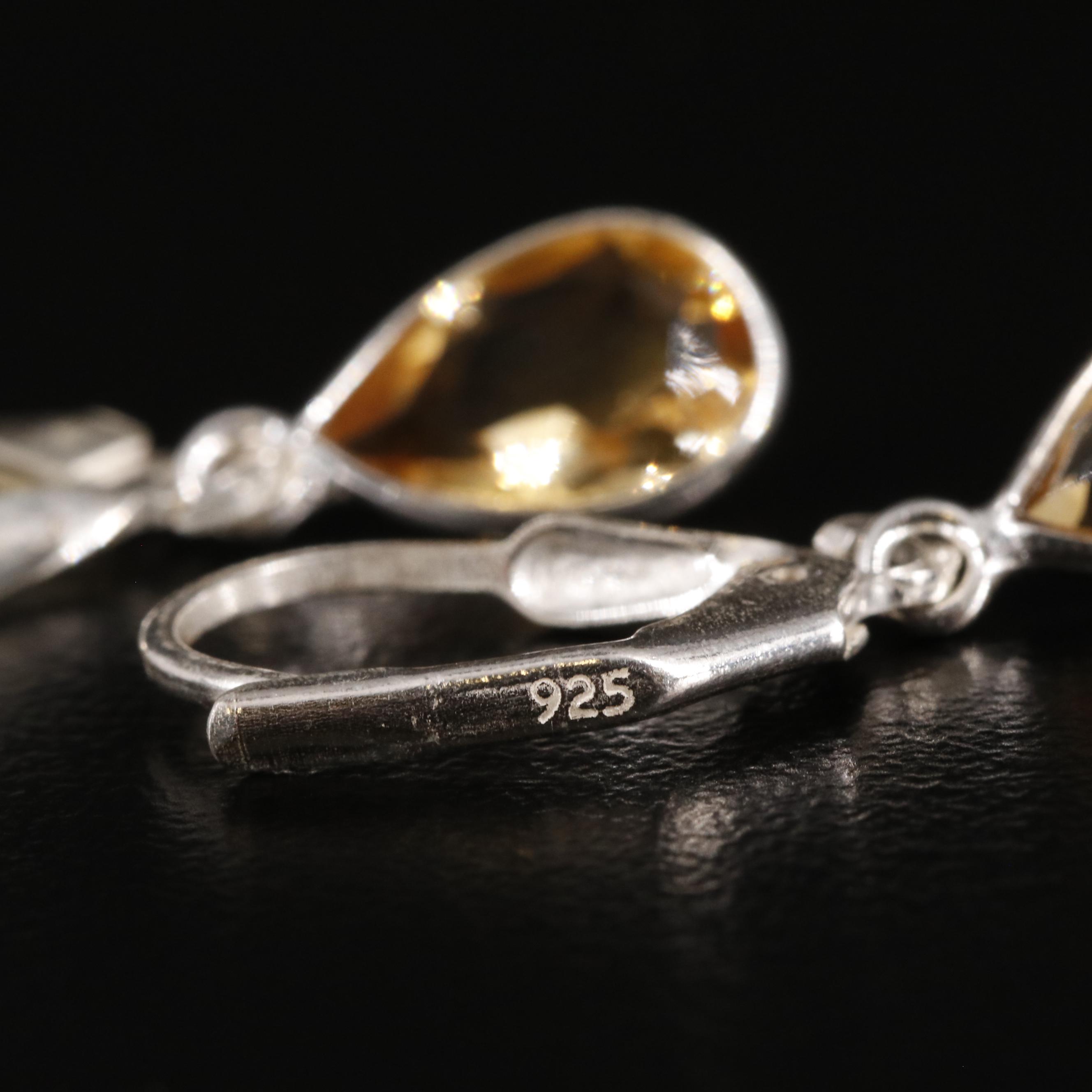 Sterling Citrine Dangle Earrings