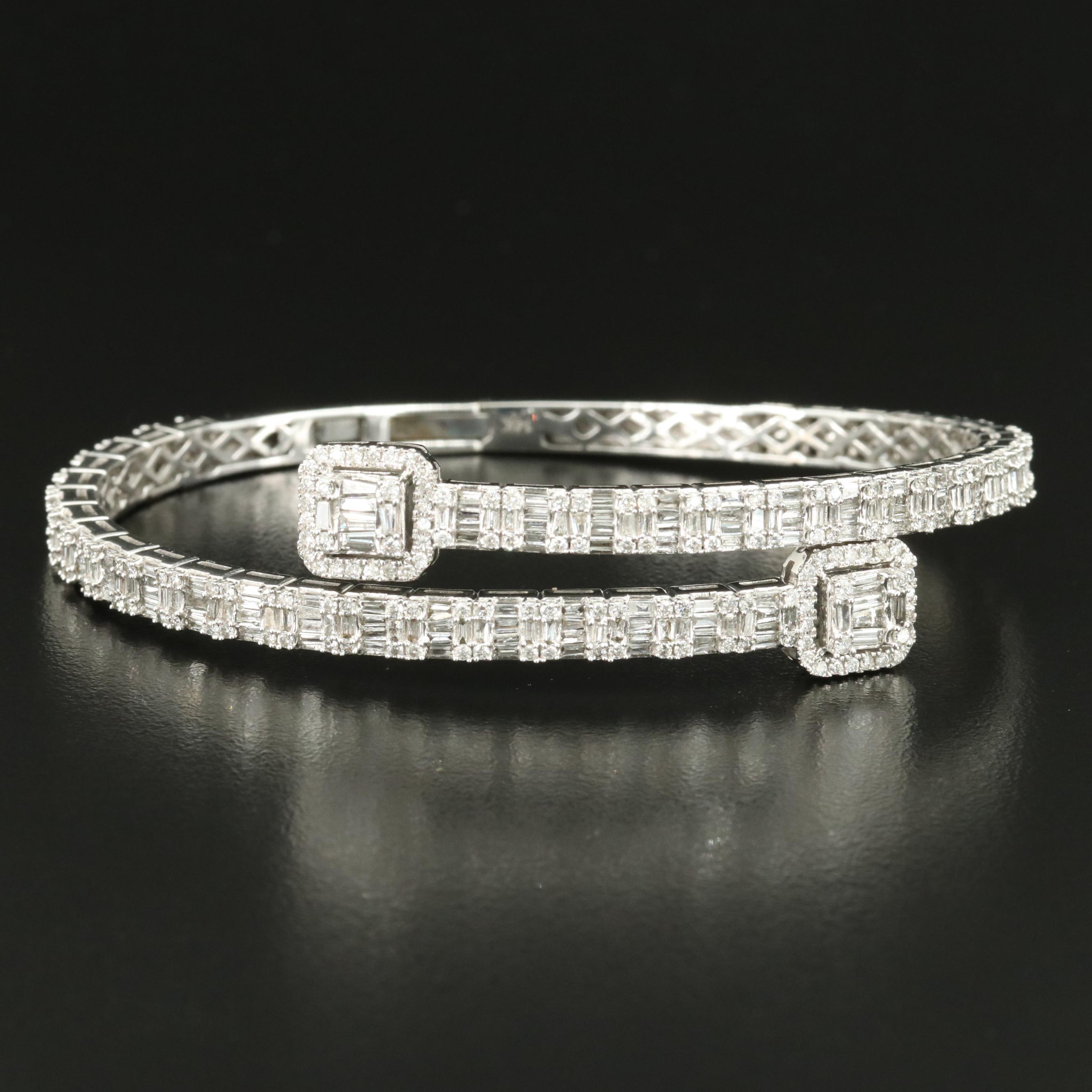 14K 5.02 CTW Diamond Hinged Bypass Cuff