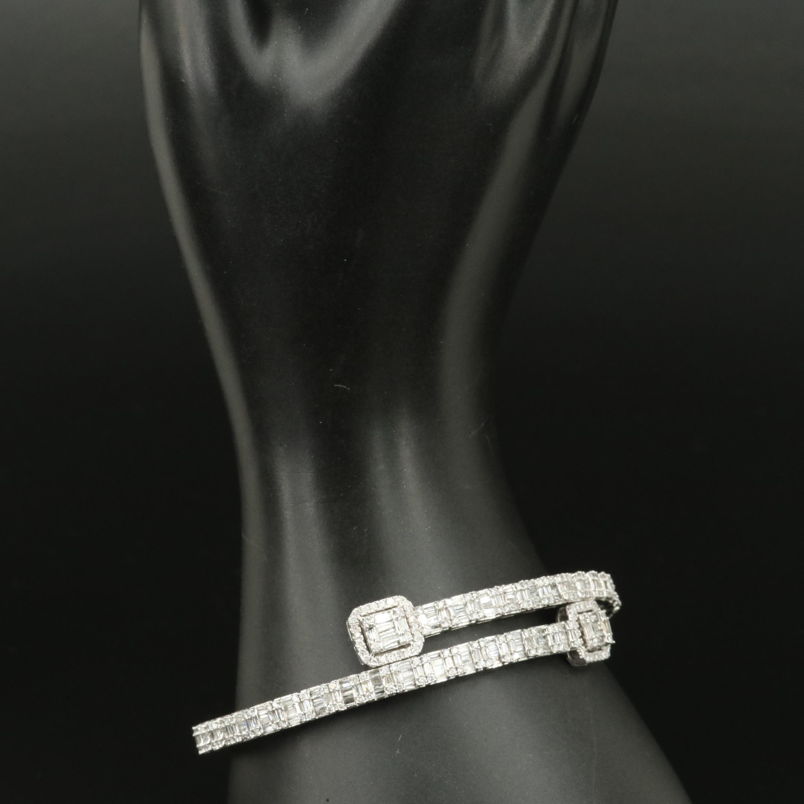 14K 5.02 CTW Diamond Hinged Bypass Cuff