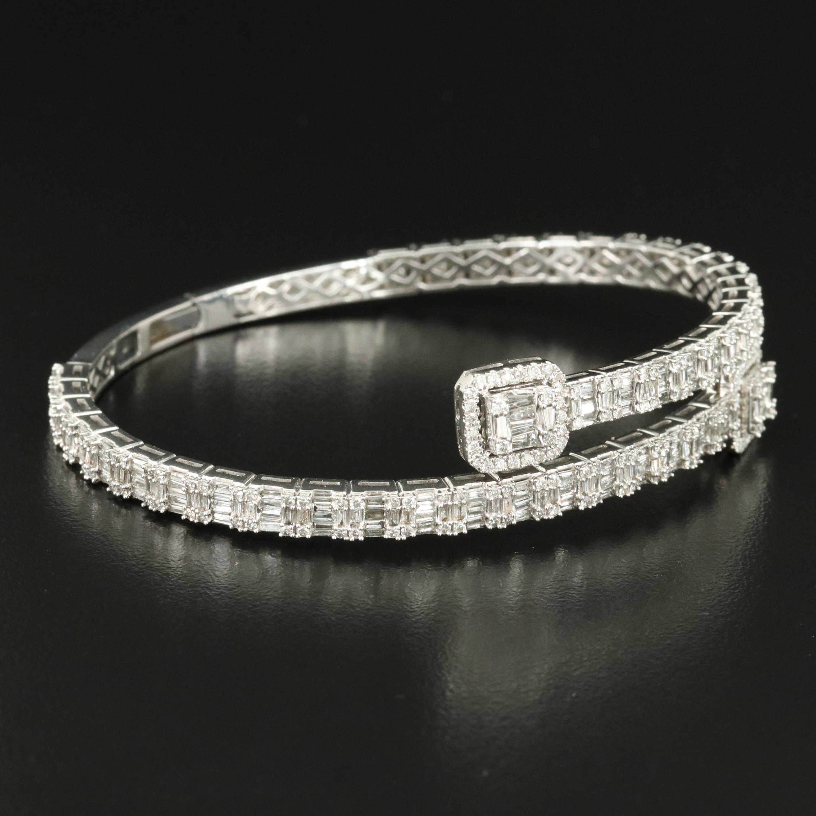 14K 5.02 CTW Diamond Hinged Bypass Cuff