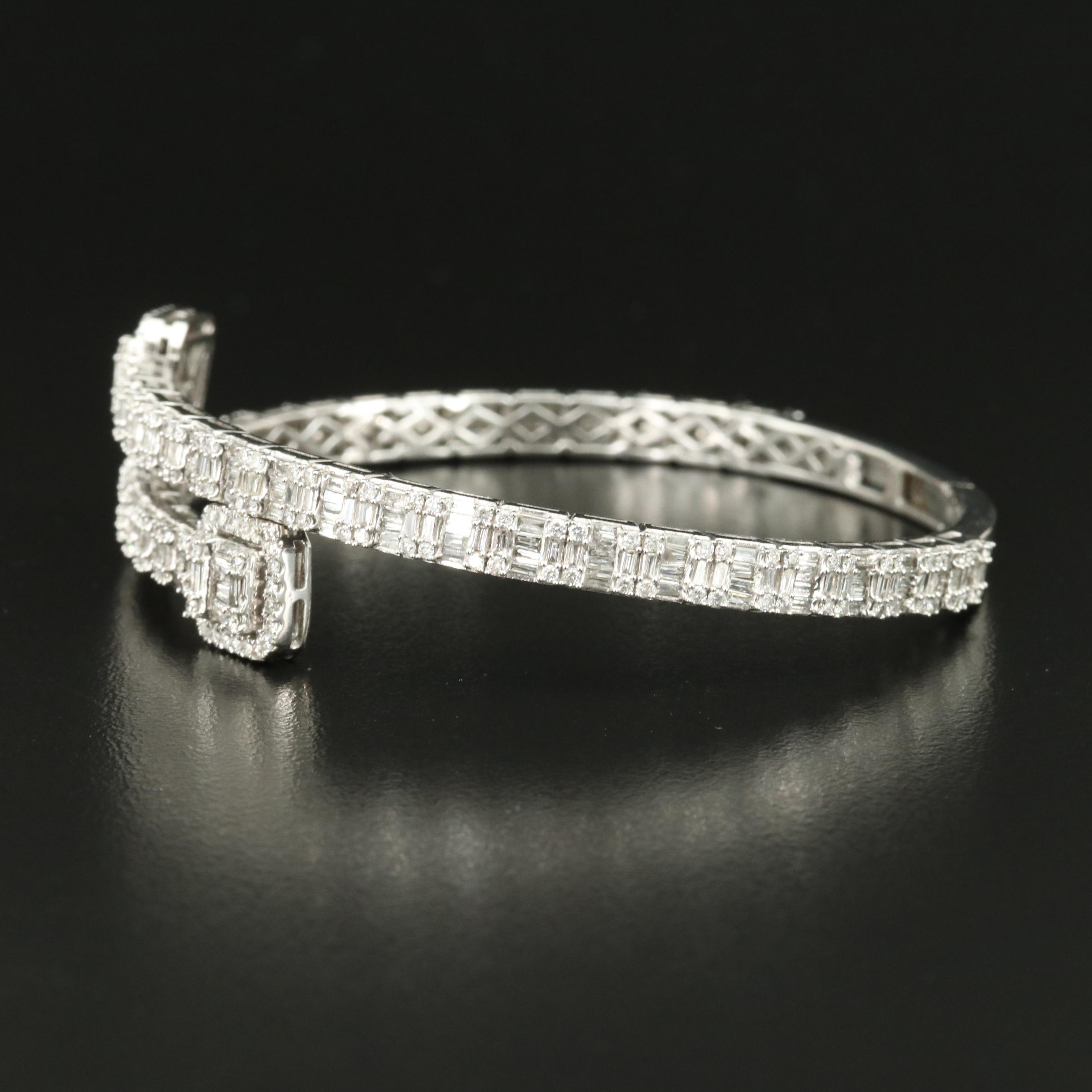 14K 5.02 CTW Diamond Hinged Bypass Cuff