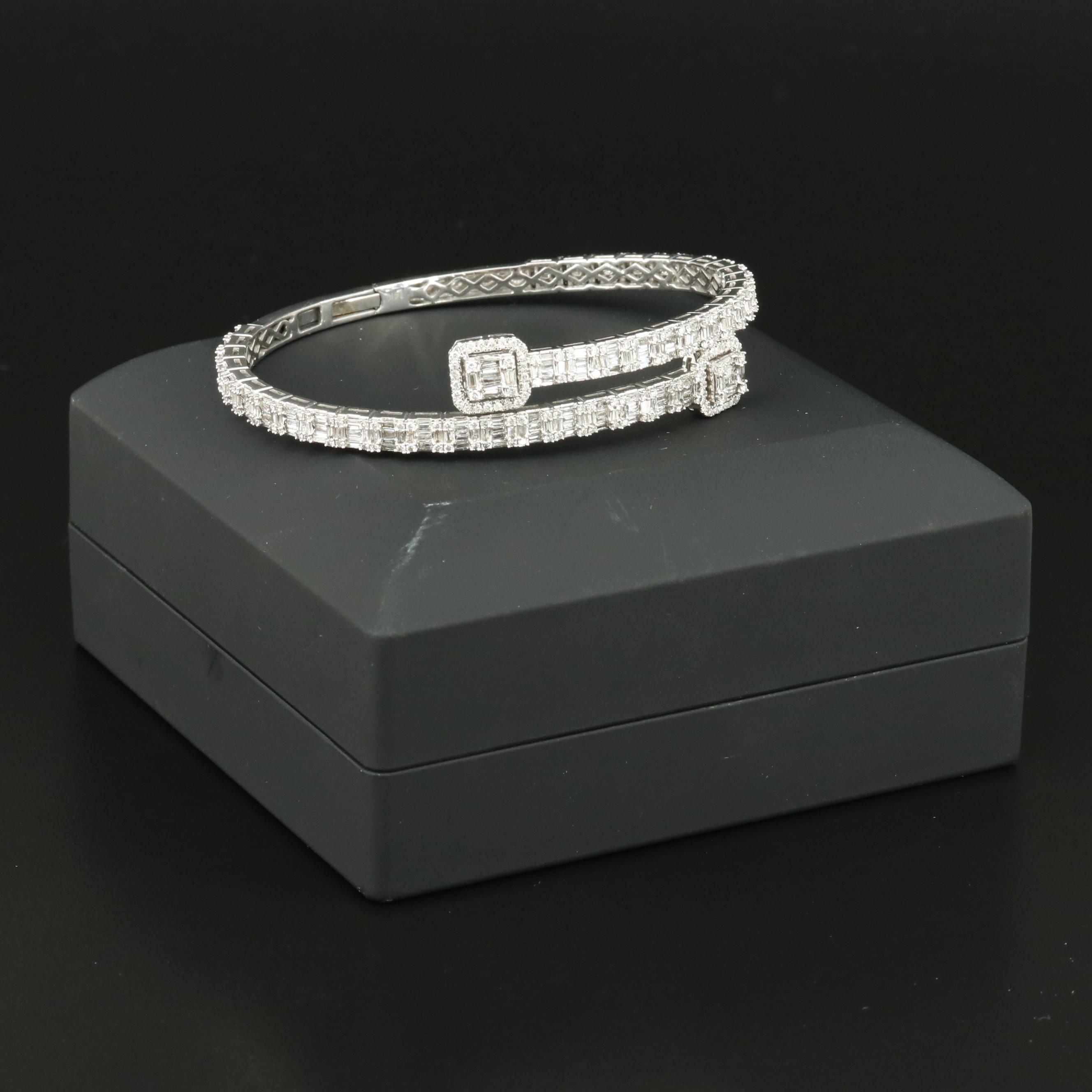 14K 5.02 CTW Diamond Hinged Bypass Cuff