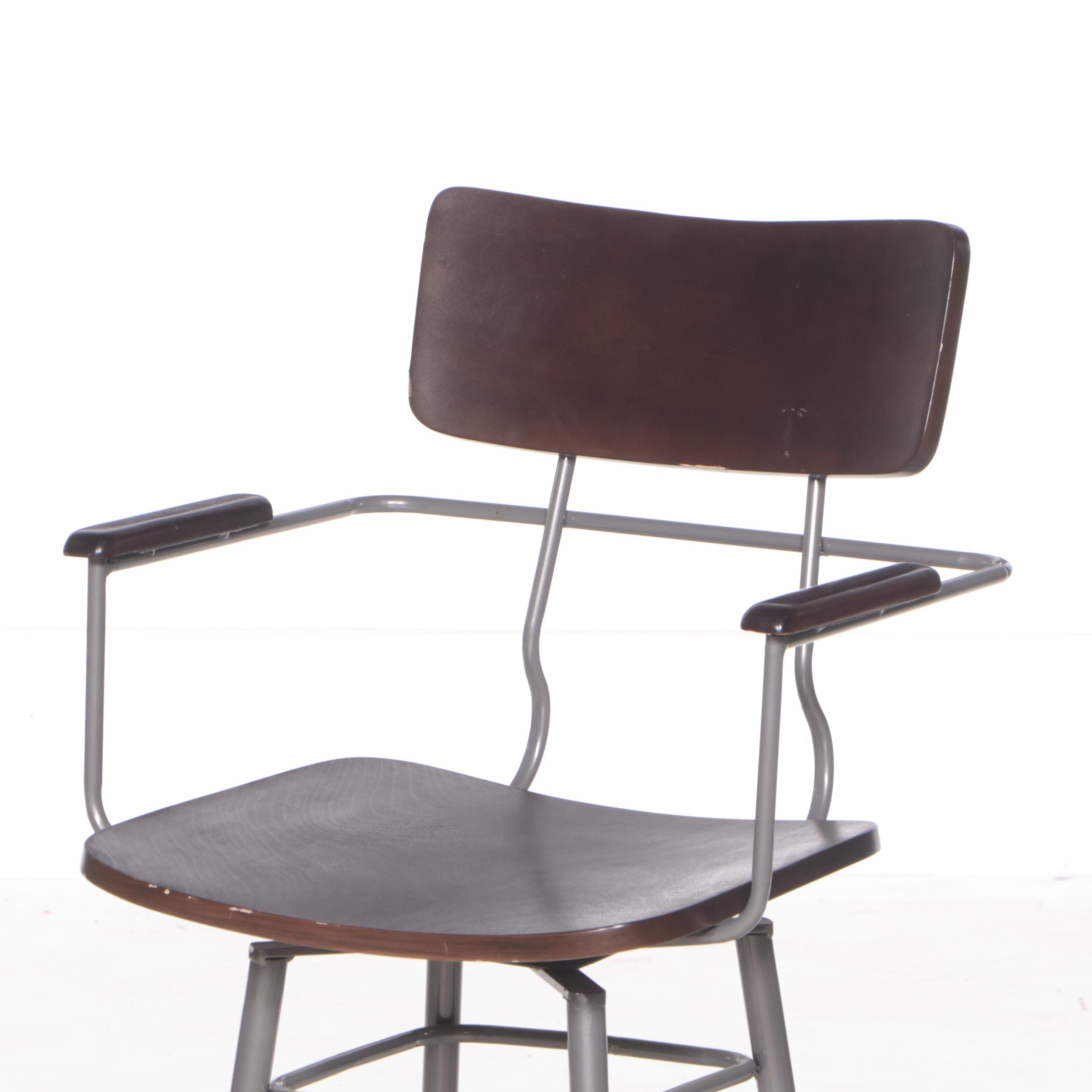 Pair of At Home Modernist Style Swivel Bar Stools