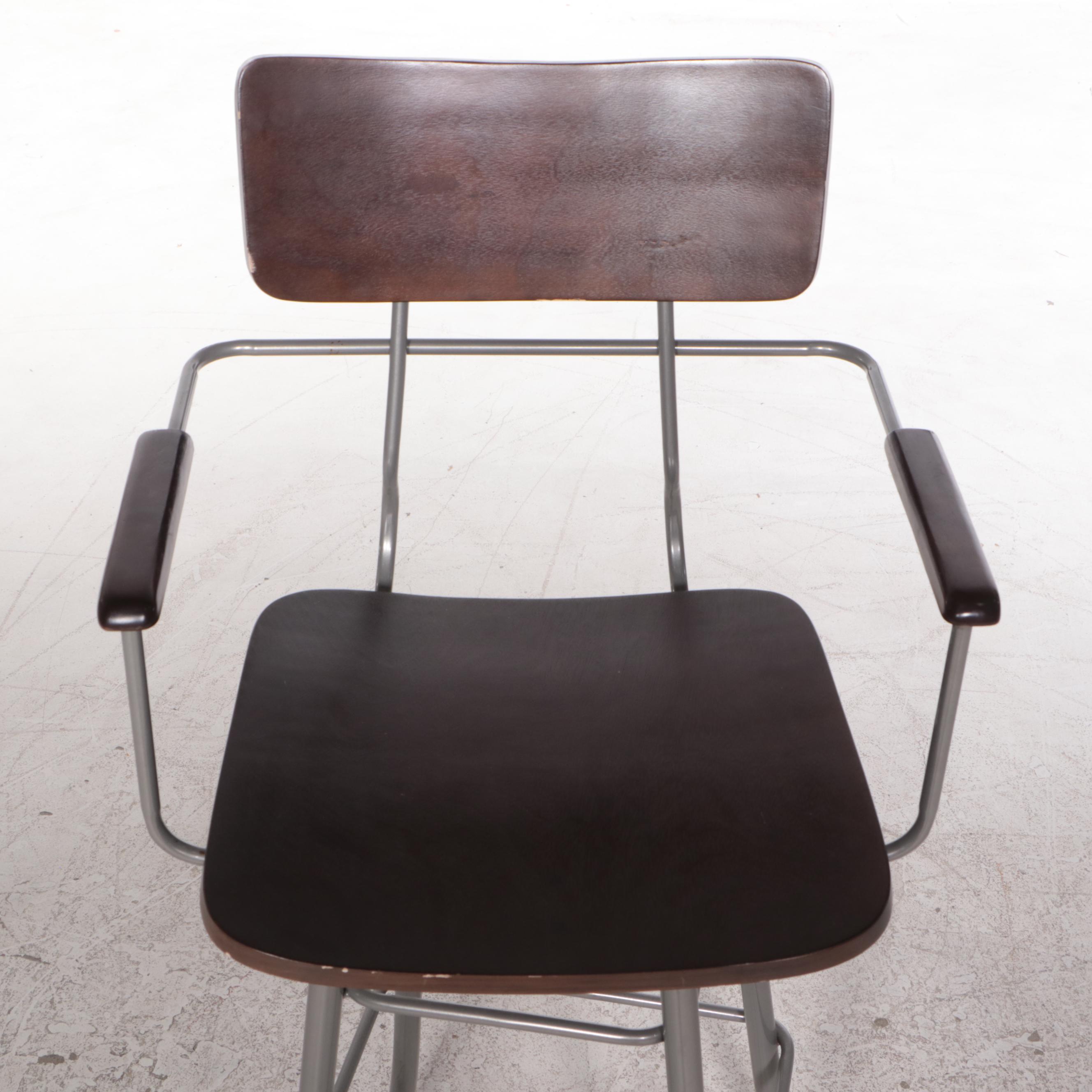 Pair of At Home Modernist Style Swivel Bar Stools