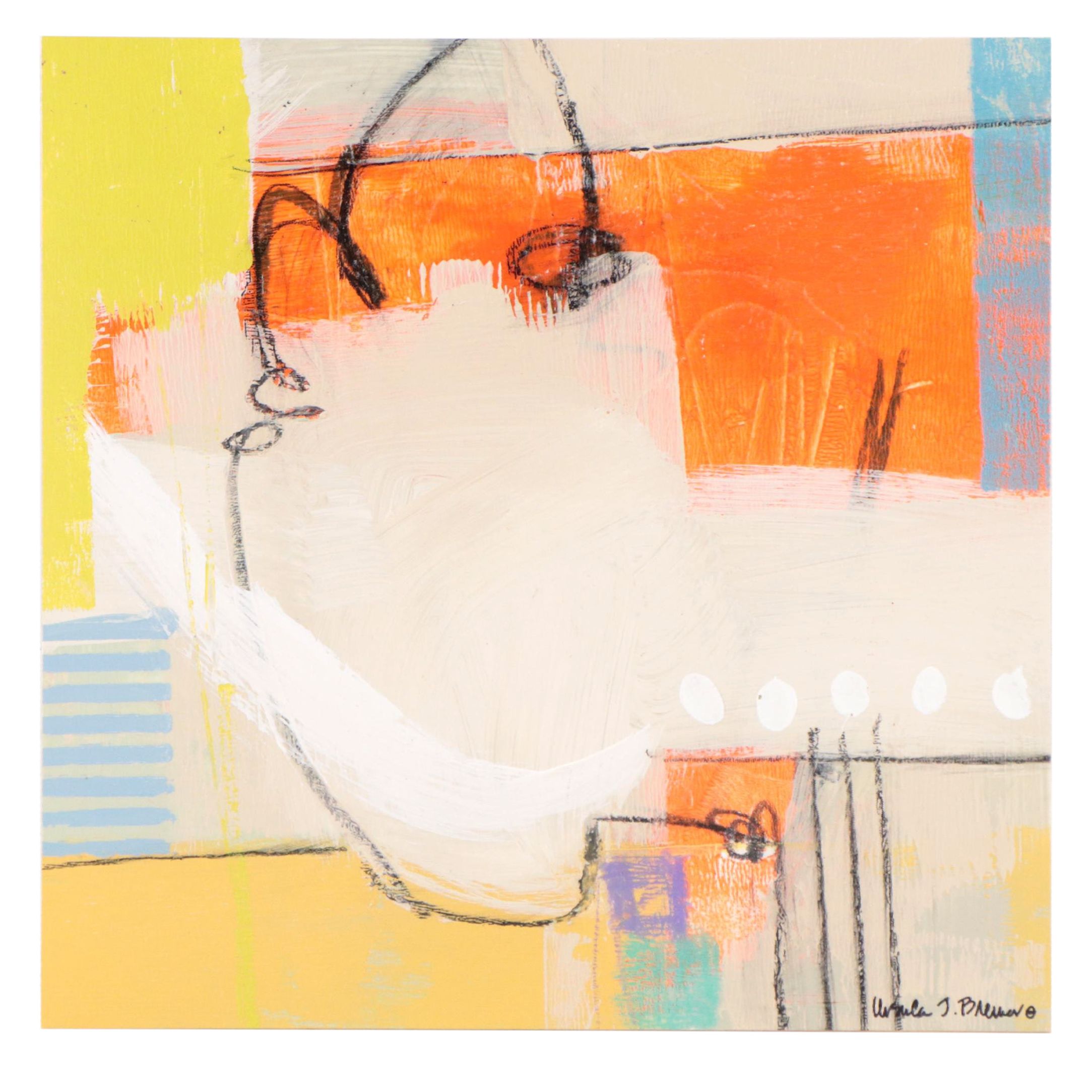 Ursula Brenner Abstract Mixed Media Painting, 21st Century