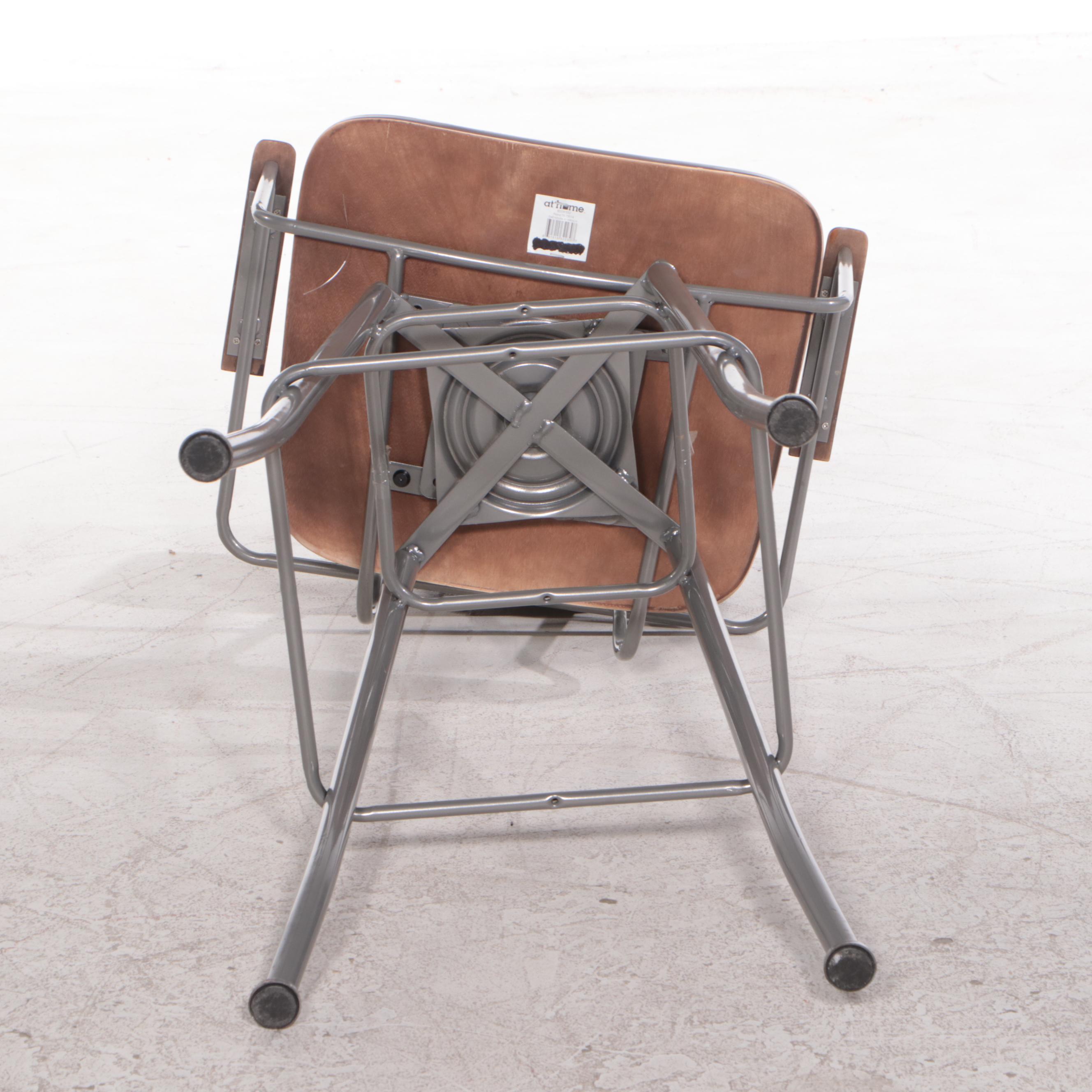 Pair of At Home Modernist Style Swivel Bar Stools