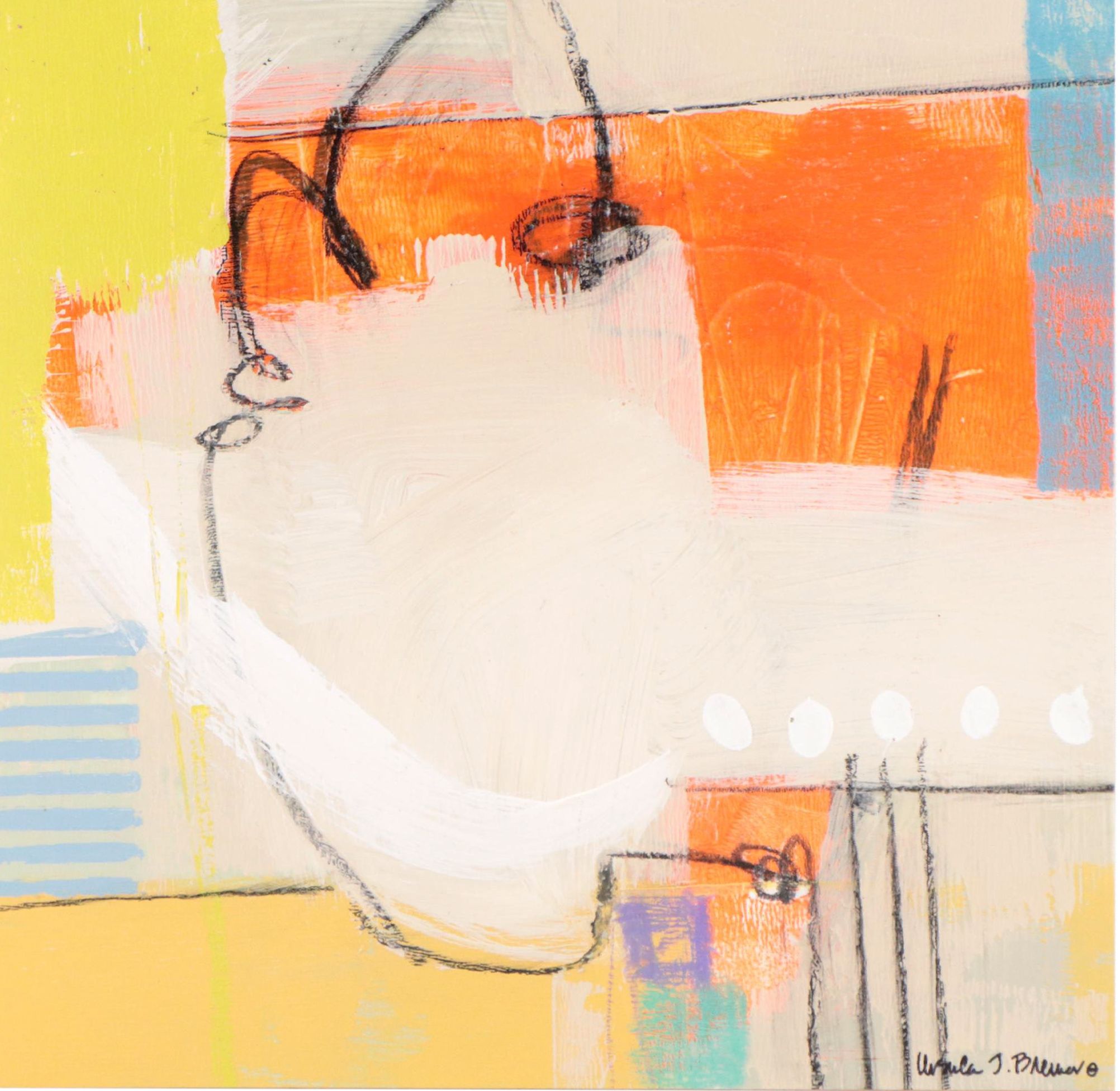 Ursula Brenner Abstract Mixed Media Painting, 21st Century