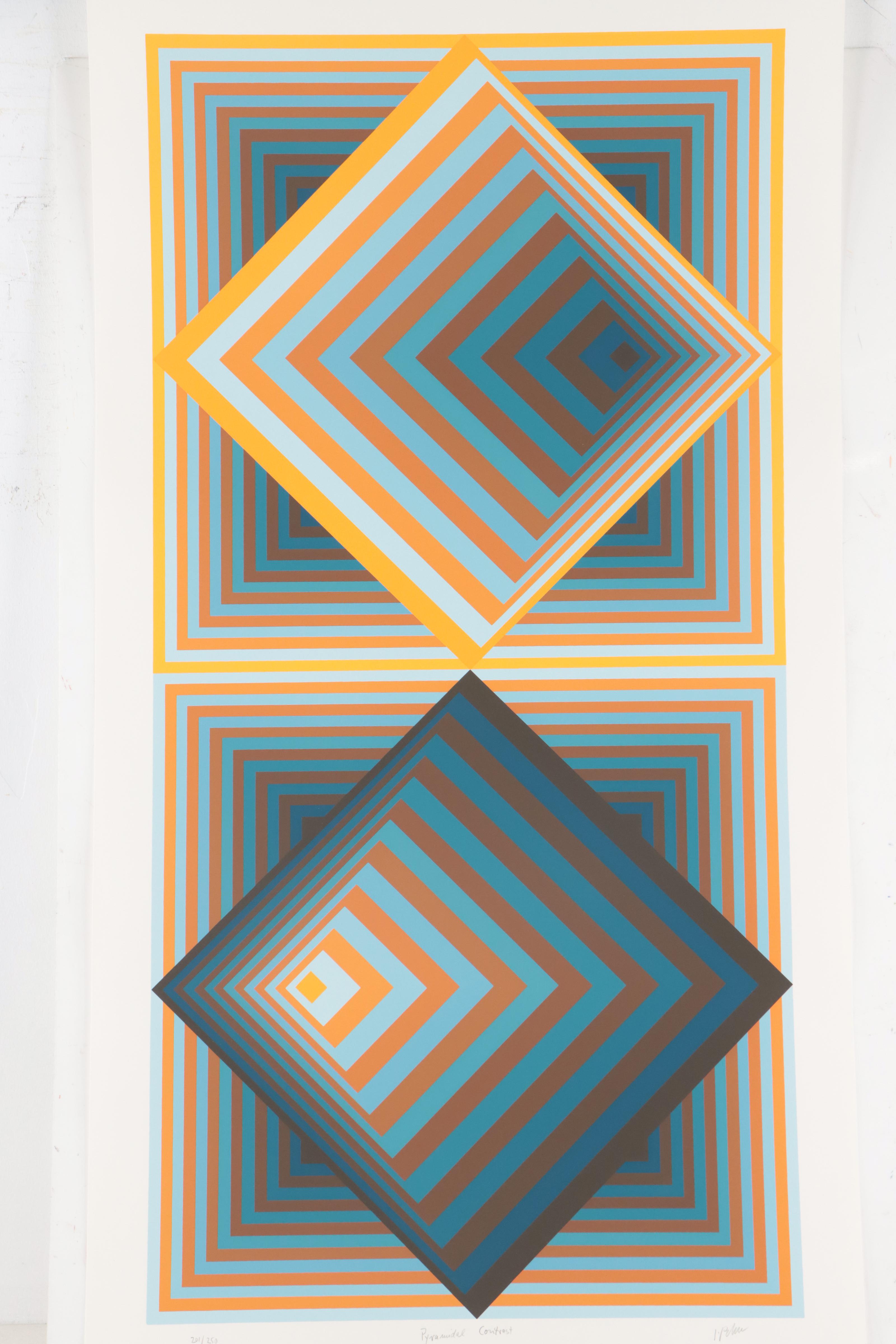 Jurgen Peters Op Art Serigraph "Pyramidal Contrast," 1981