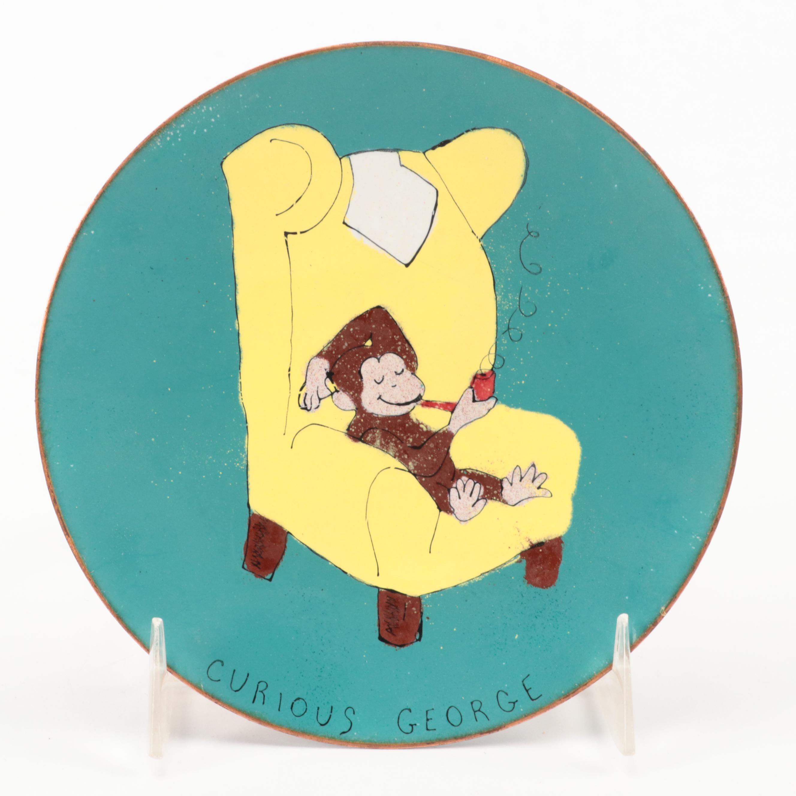 Annemarie Davidson and Other Enameled Plates, Mid to Late 20th Century