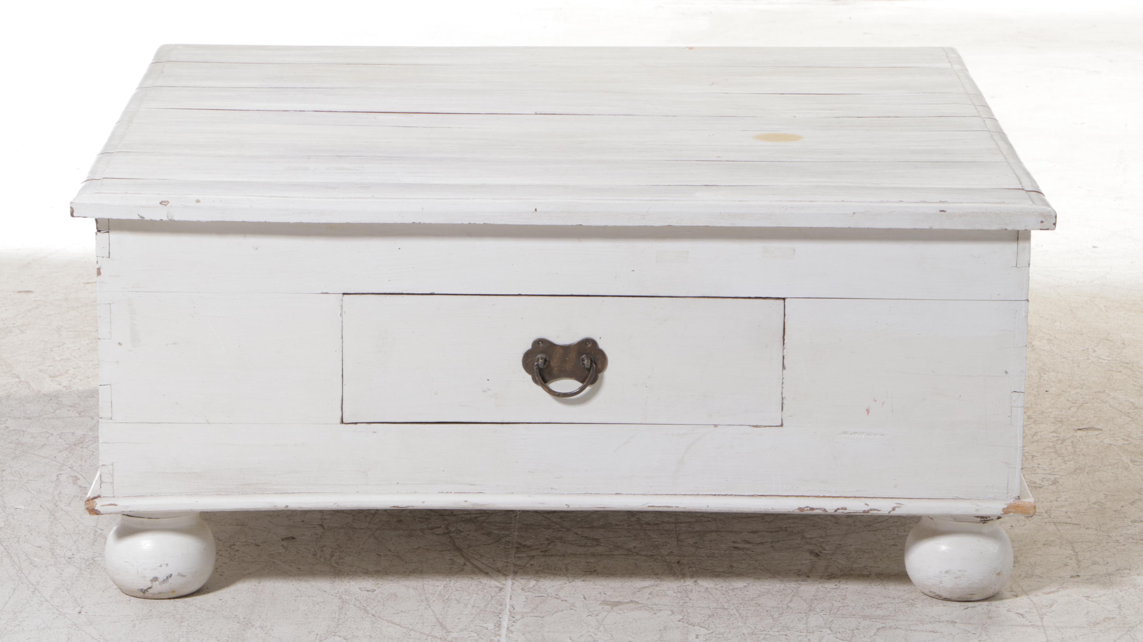 White-Painted Wooden Coffee Table