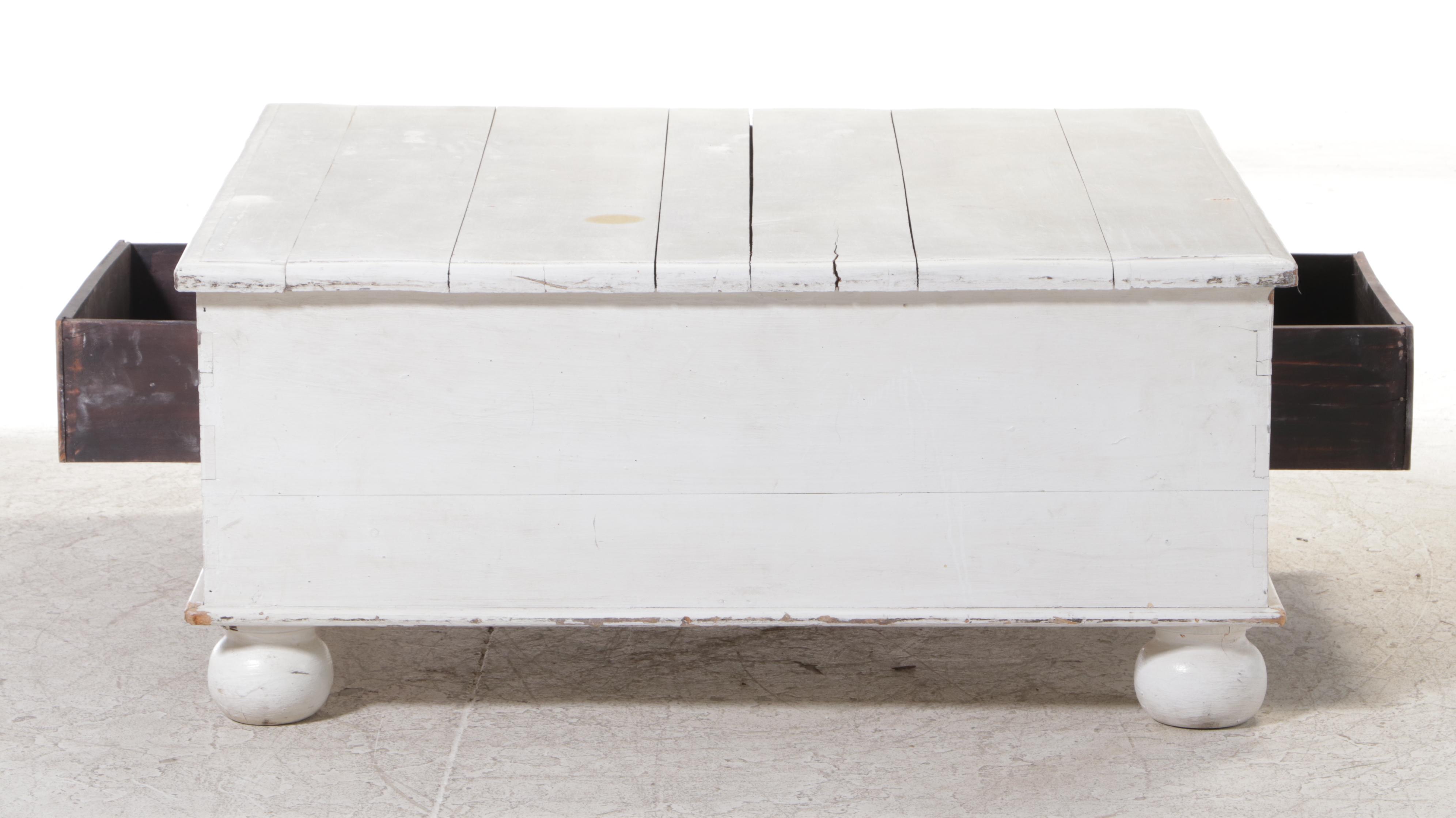 White-Painted Wooden Coffee Table