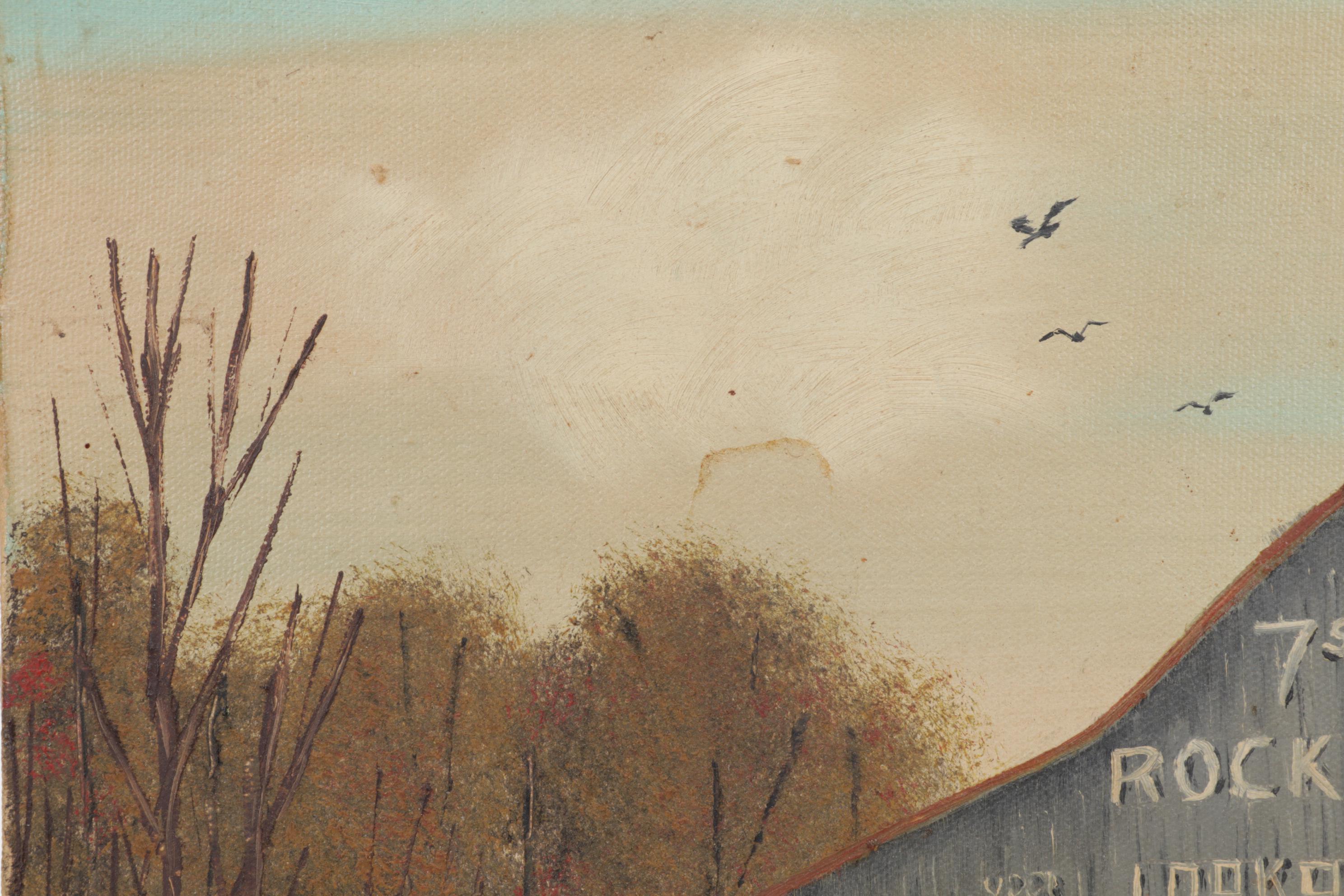 G. Morgan Oil Painting of Rock City Barn Advertisement, 1987