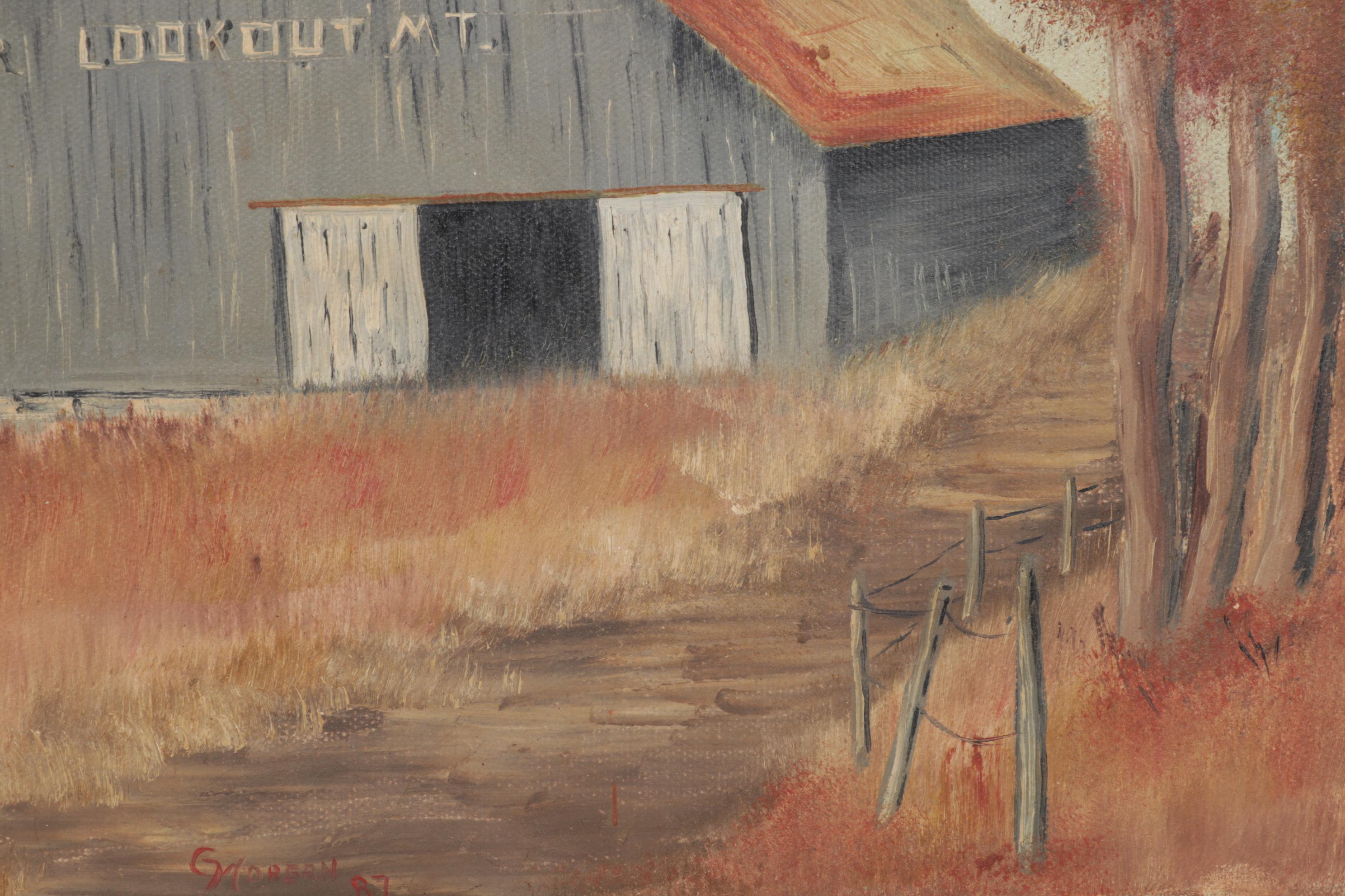 G. Morgan Oil Painting of Rock City Barn Advertisement, 1987