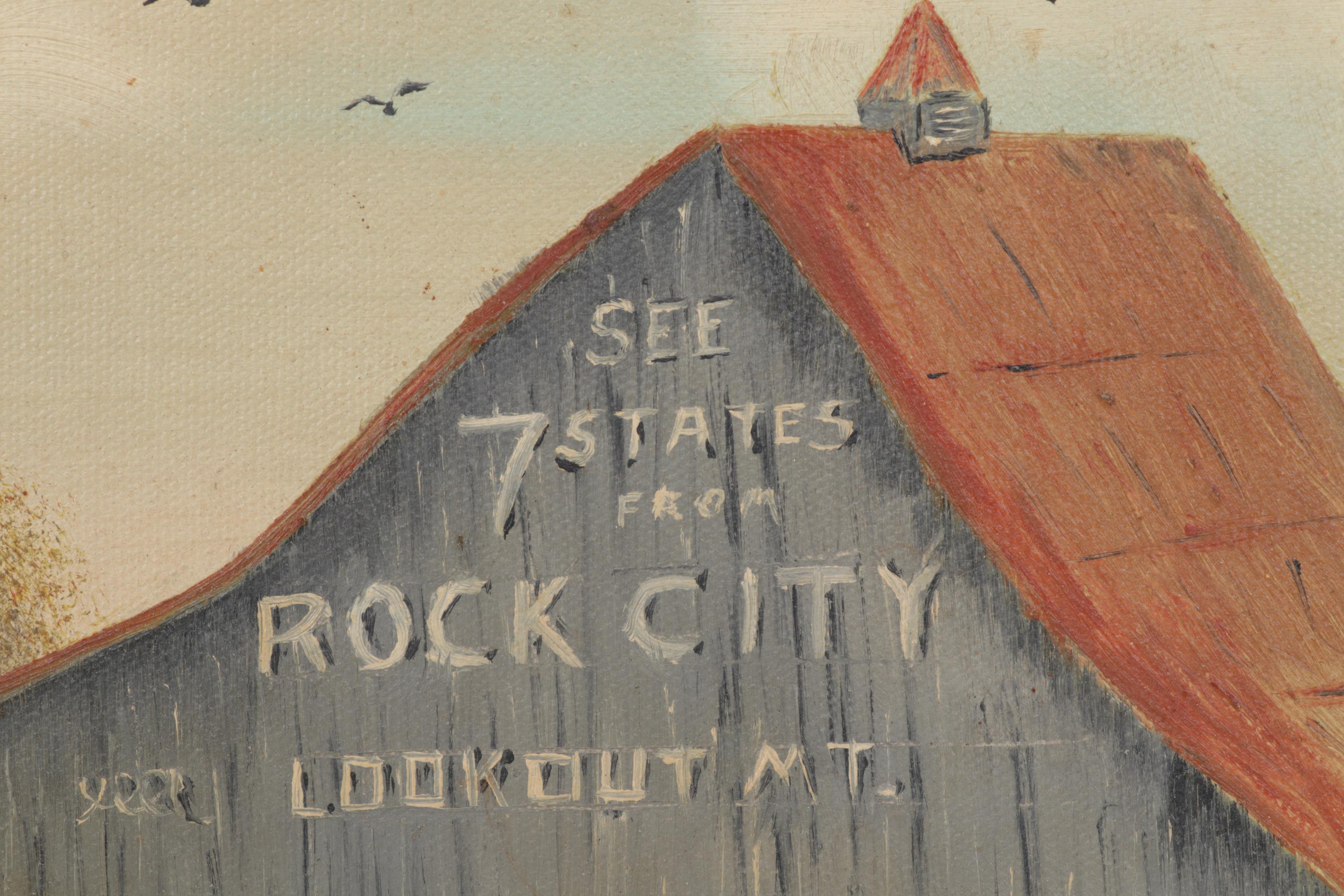 G. Morgan Oil Painting of Rock City Barn Advertisement, 1987