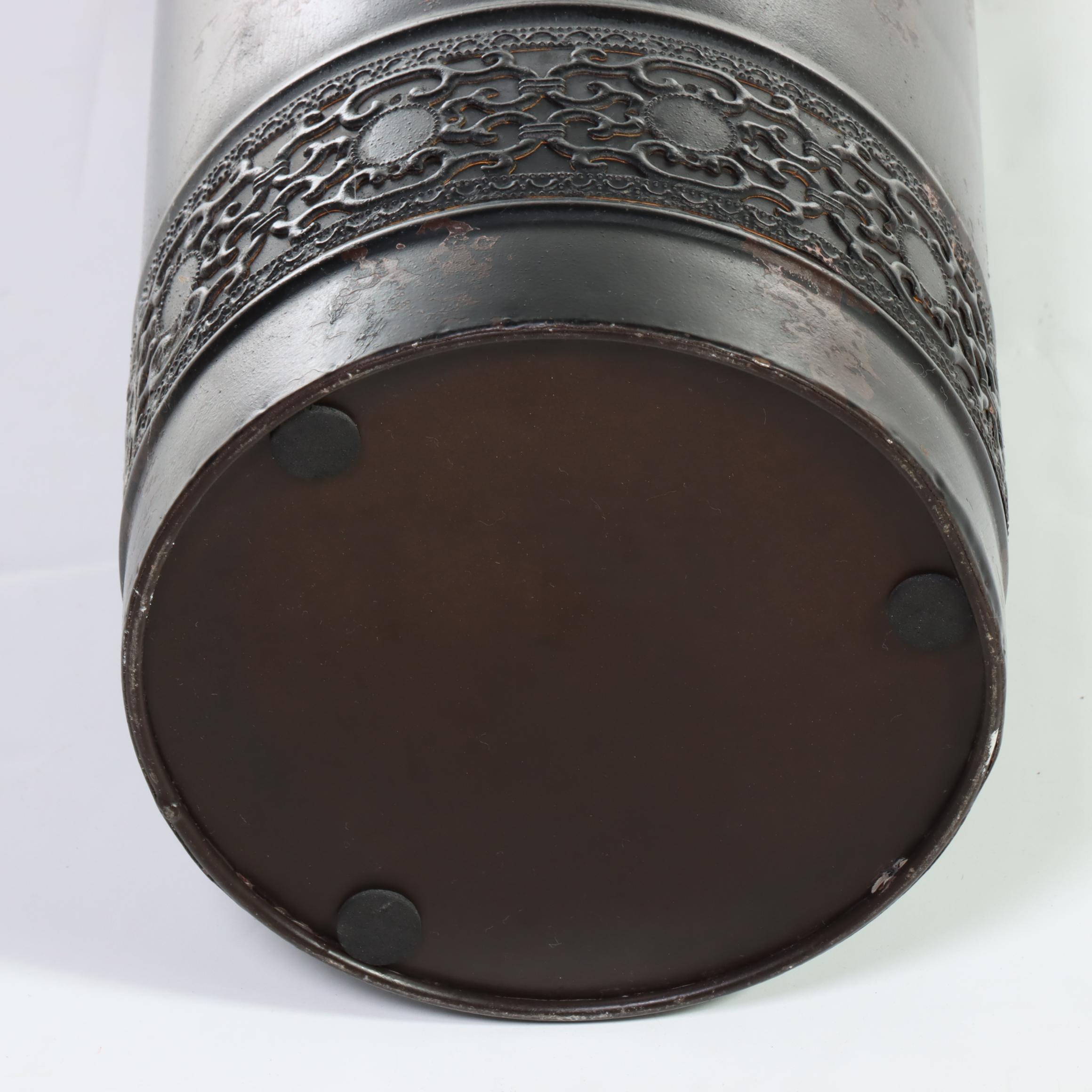 Artificial Sunflower Arrangement in Patinated Metal Floor Vase