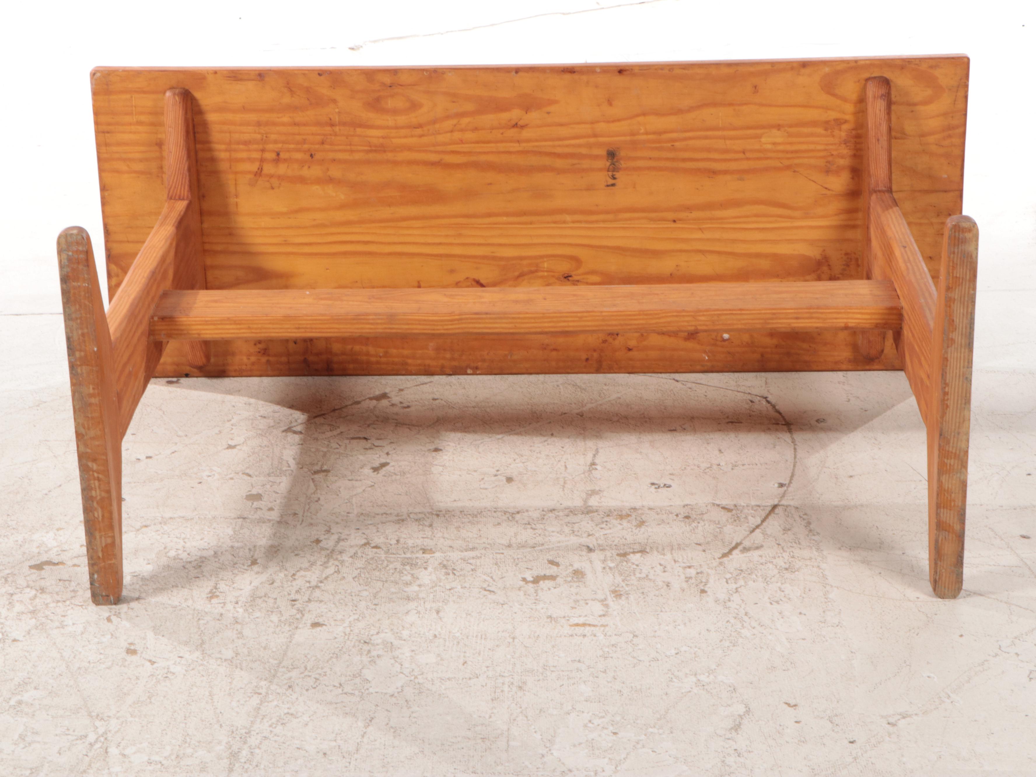 Pine Counter-Height Trestle Table, Late 20th Century