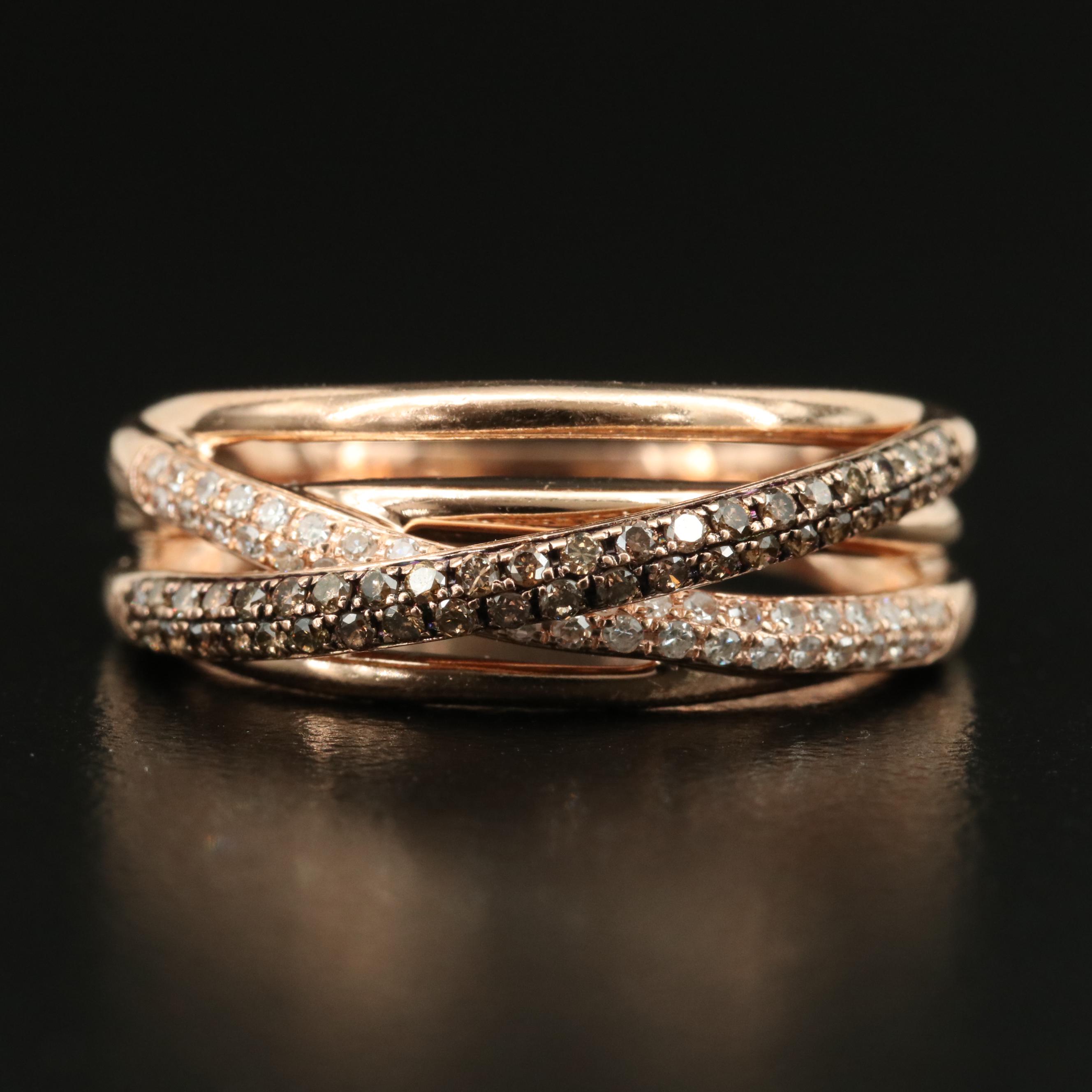 EFFY 14K Rose Gold 0.96 CTW Diamond Crossover Ring