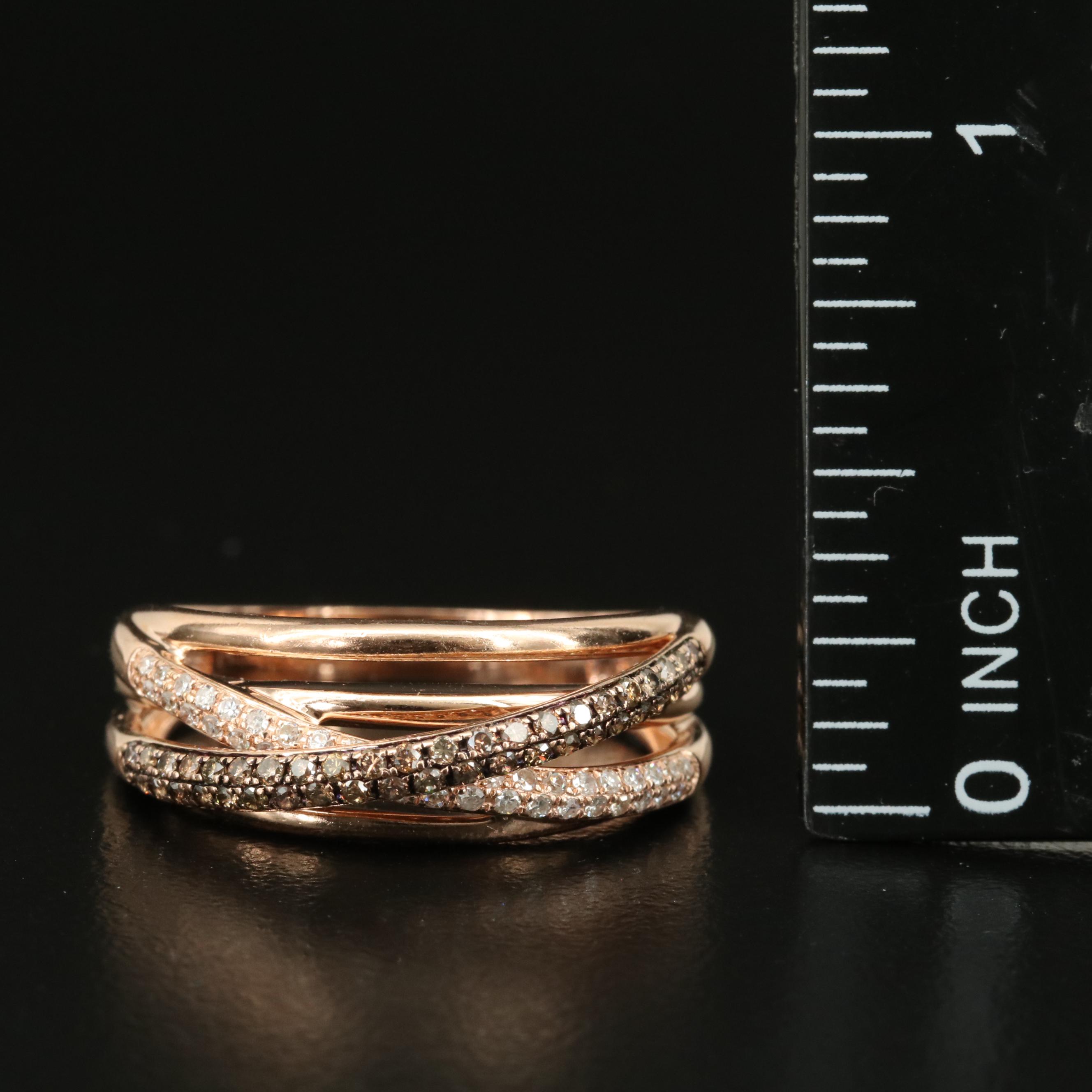 EFFY 14K Rose Gold 0.96 CTW Diamond Crossover Ring