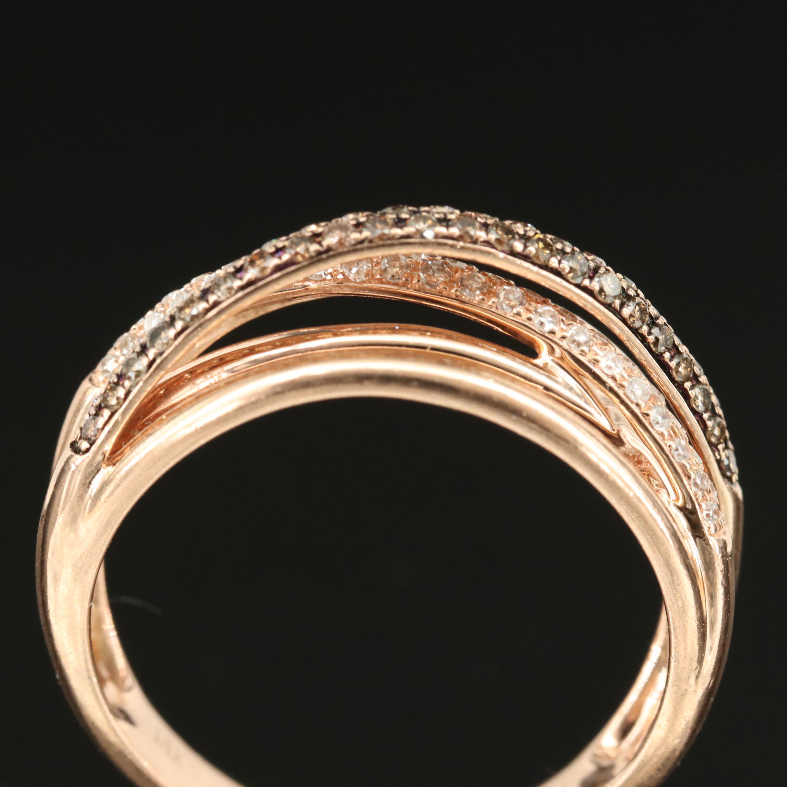 EFFY 14K Rose Gold 0.96 CTW Diamond Crossover Ring