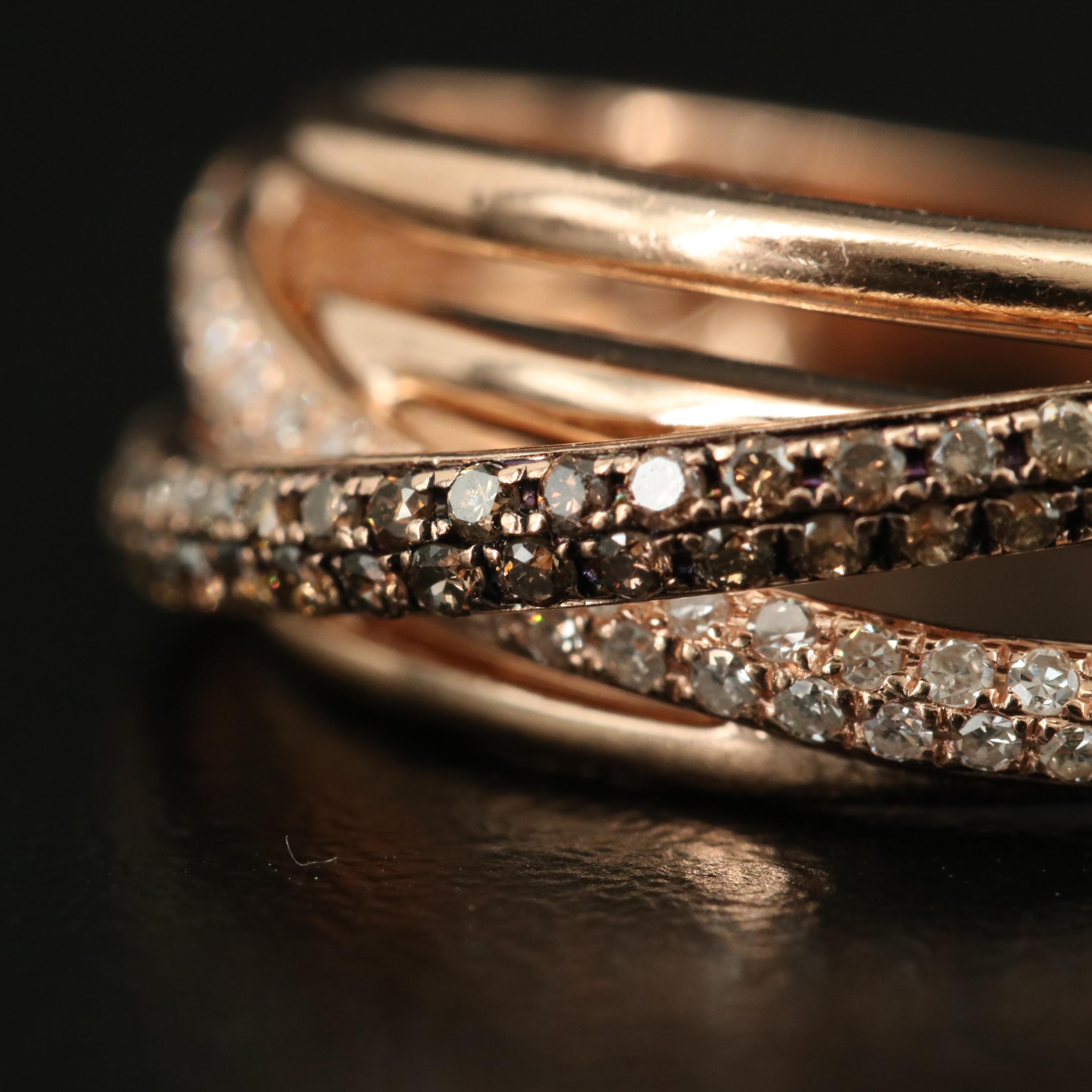 EFFY 14K Rose Gold 0.96 CTW Diamond Crossover Ring