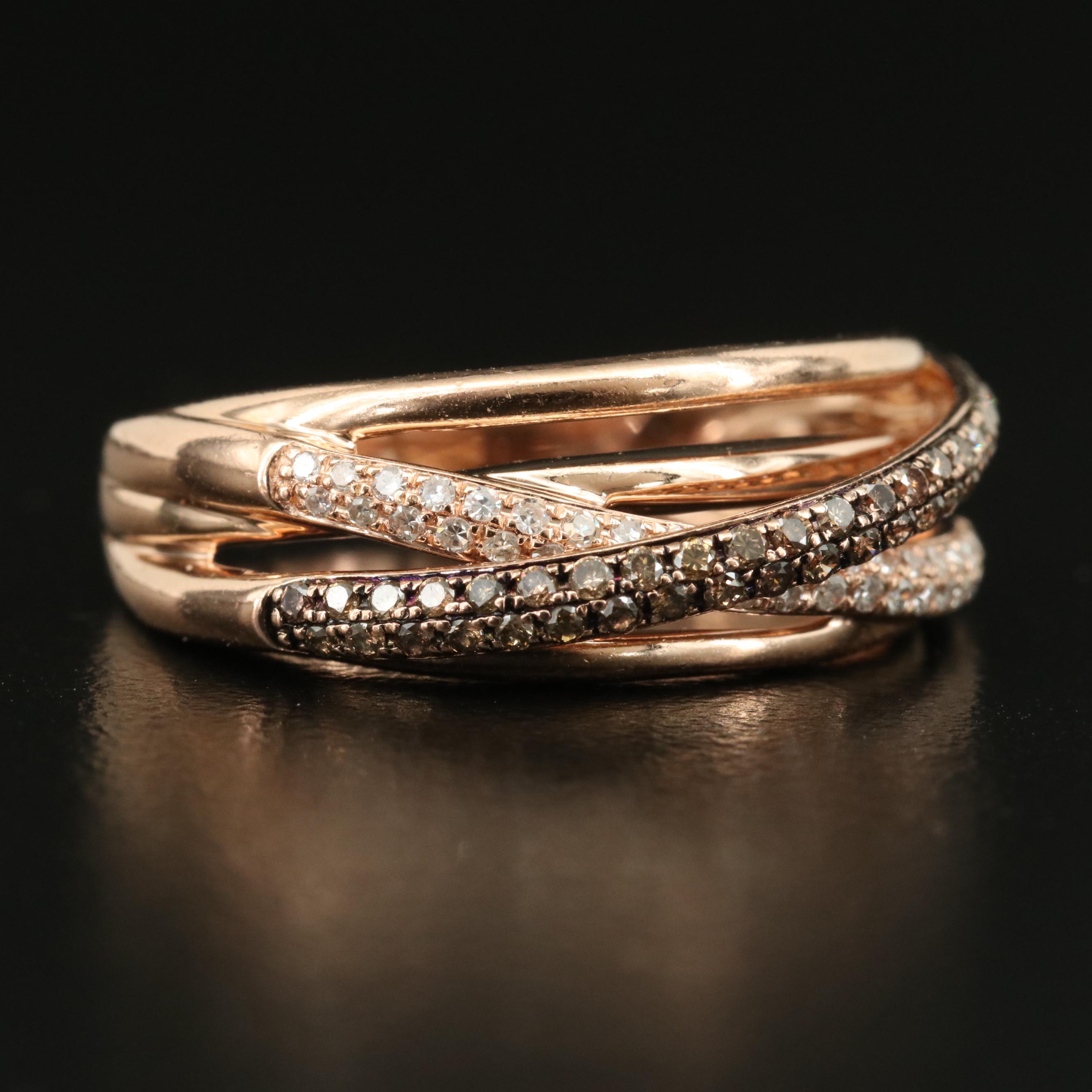 EFFY 14K Rose Gold 0.96 CTW Diamond Crossover Ring