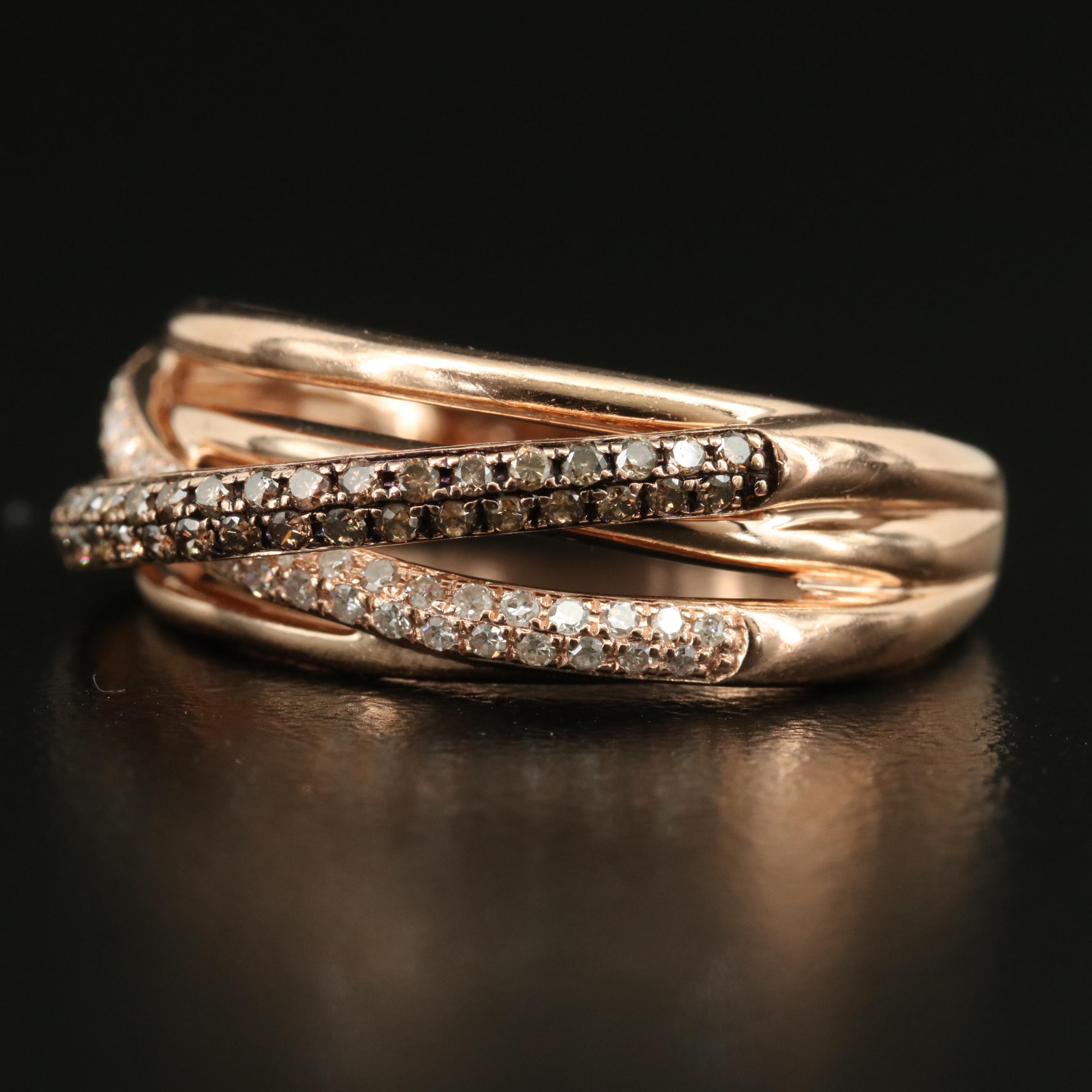 EFFY 14K Rose Gold 0.96 CTW Diamond Crossover Ring