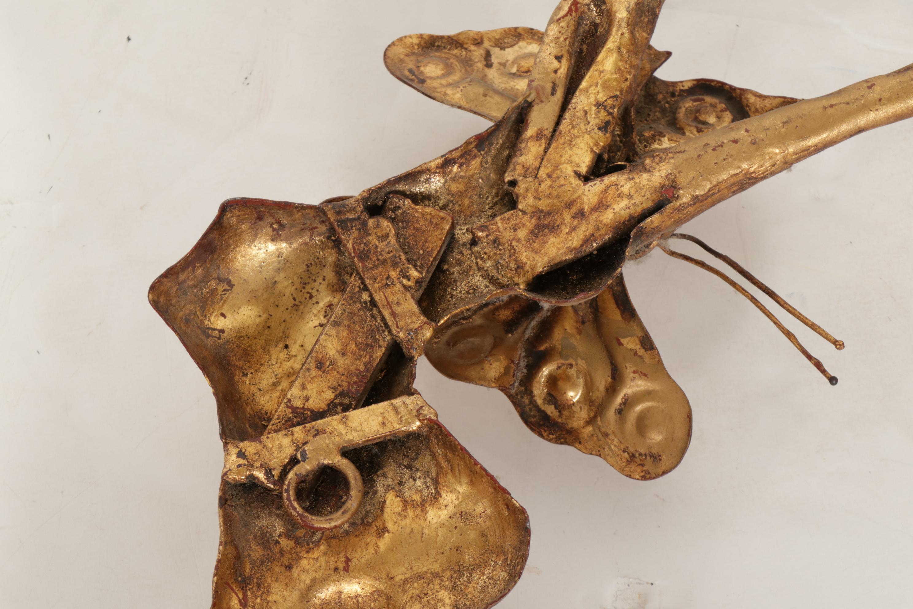 Gilt Blossoming Cherry Tree and Butterfly Wall Sculpture