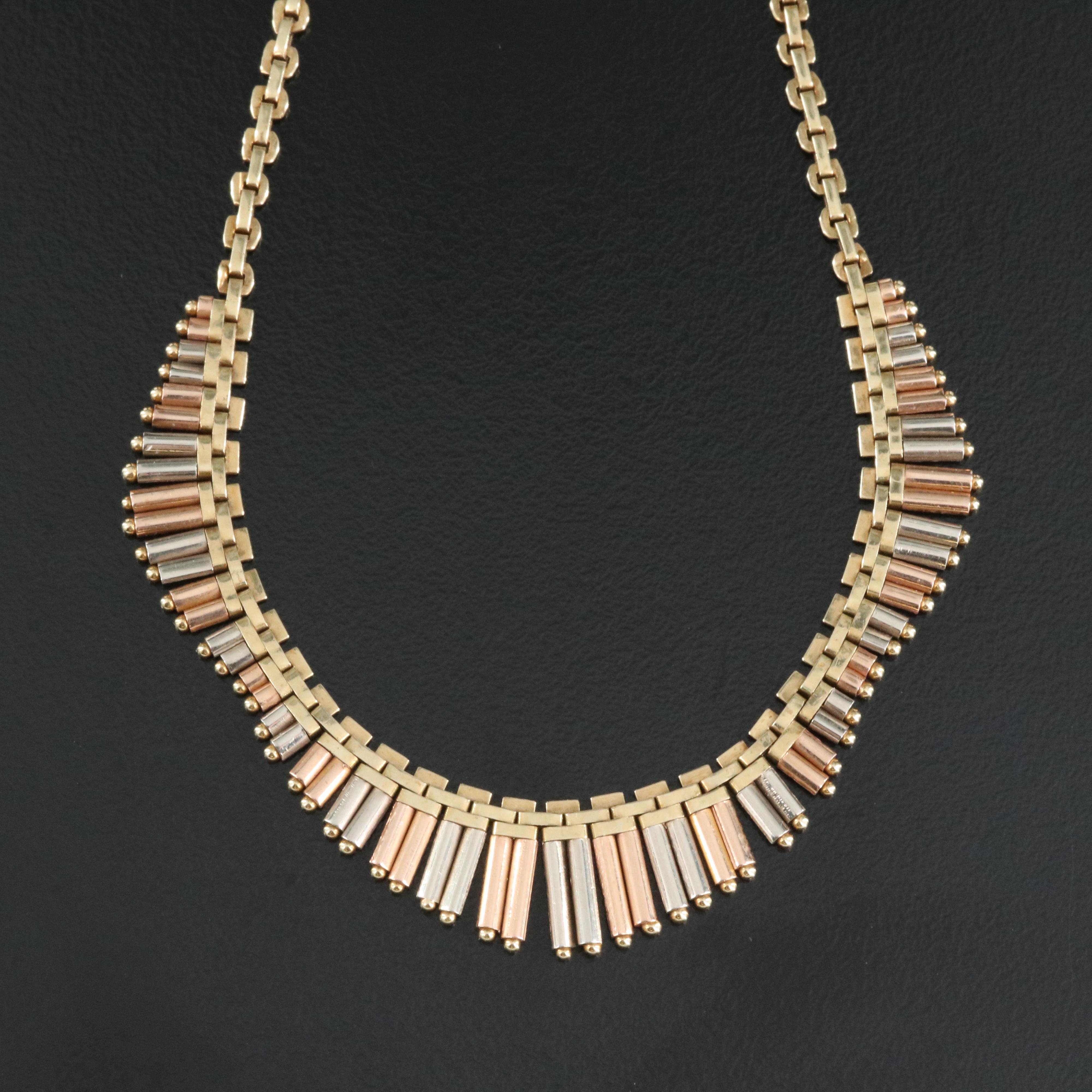 Italian 14K Tri-Color Gold Fringe Necklace
