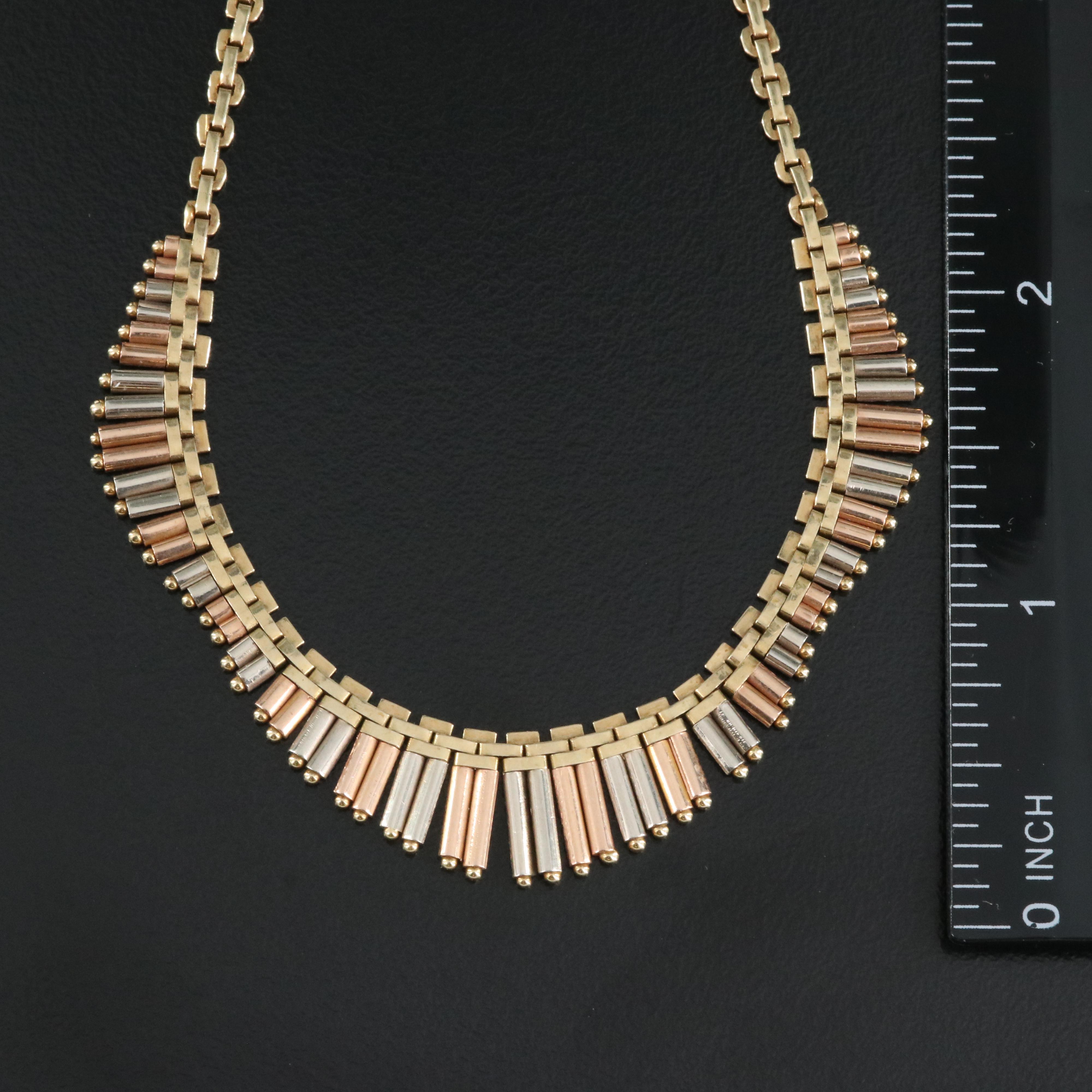 Italian 14K Tri-Color Gold Fringe Necklace