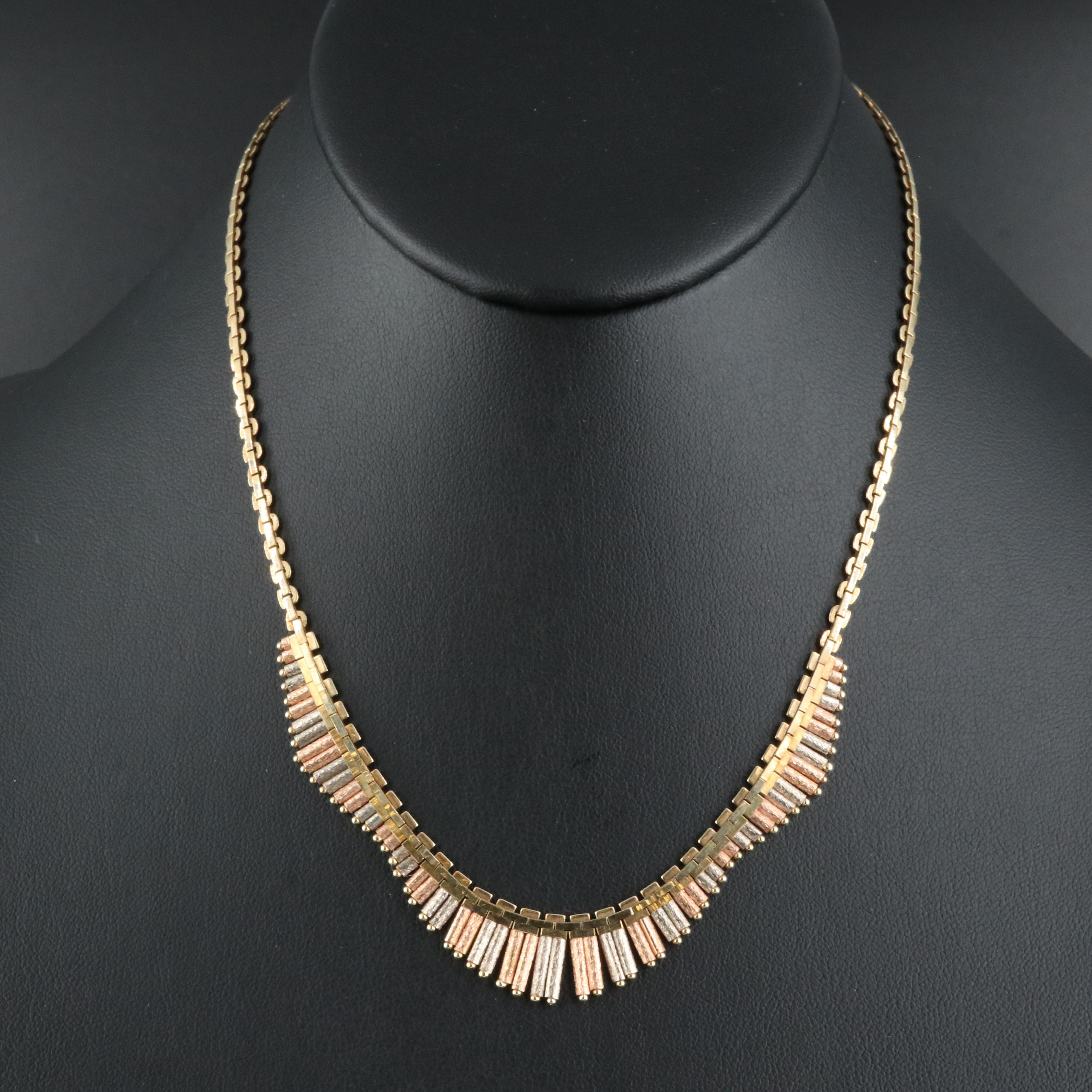 Italian 14K Tri-Color Gold Fringe Necklace