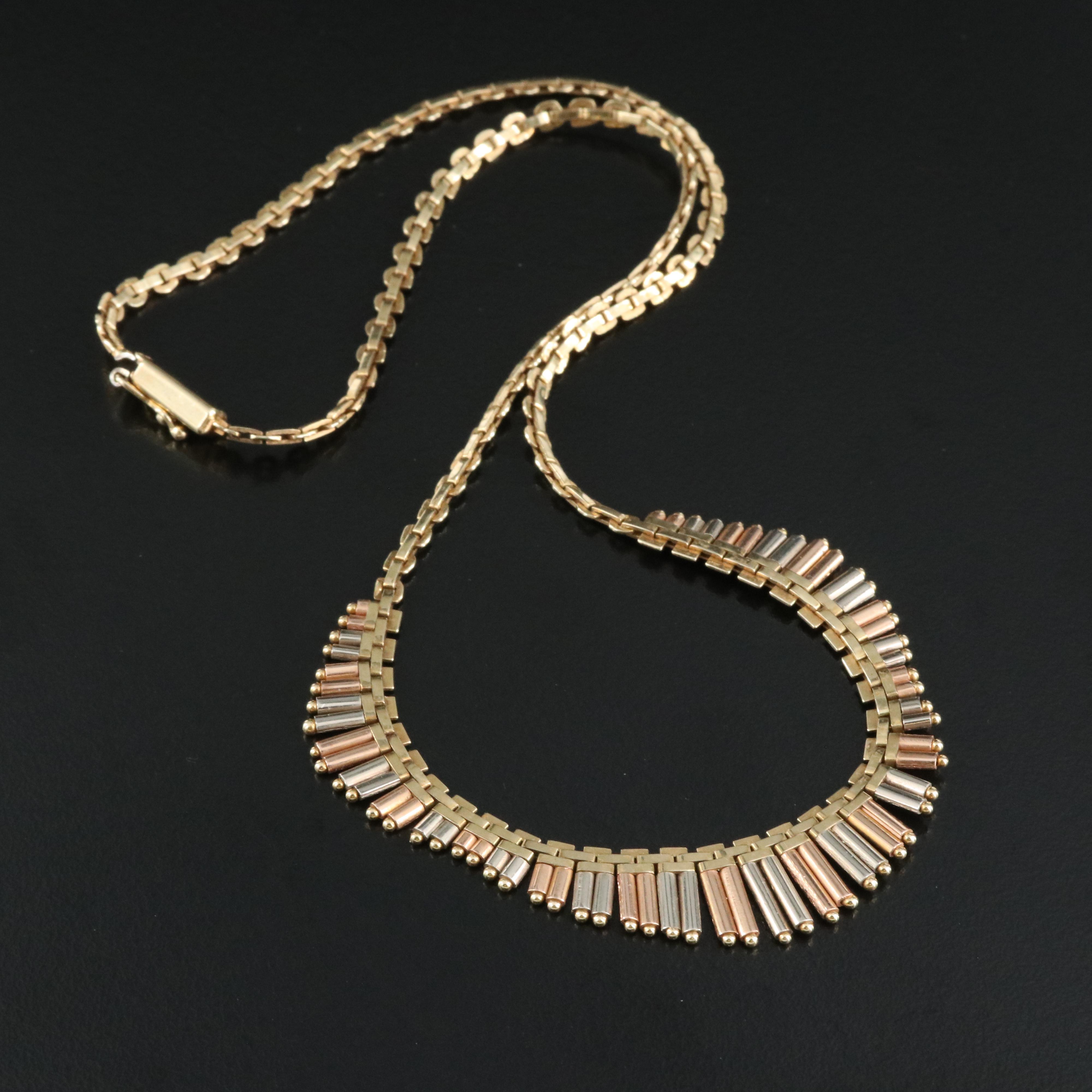 Italian 14K Tri-Color Gold Fringe Necklace