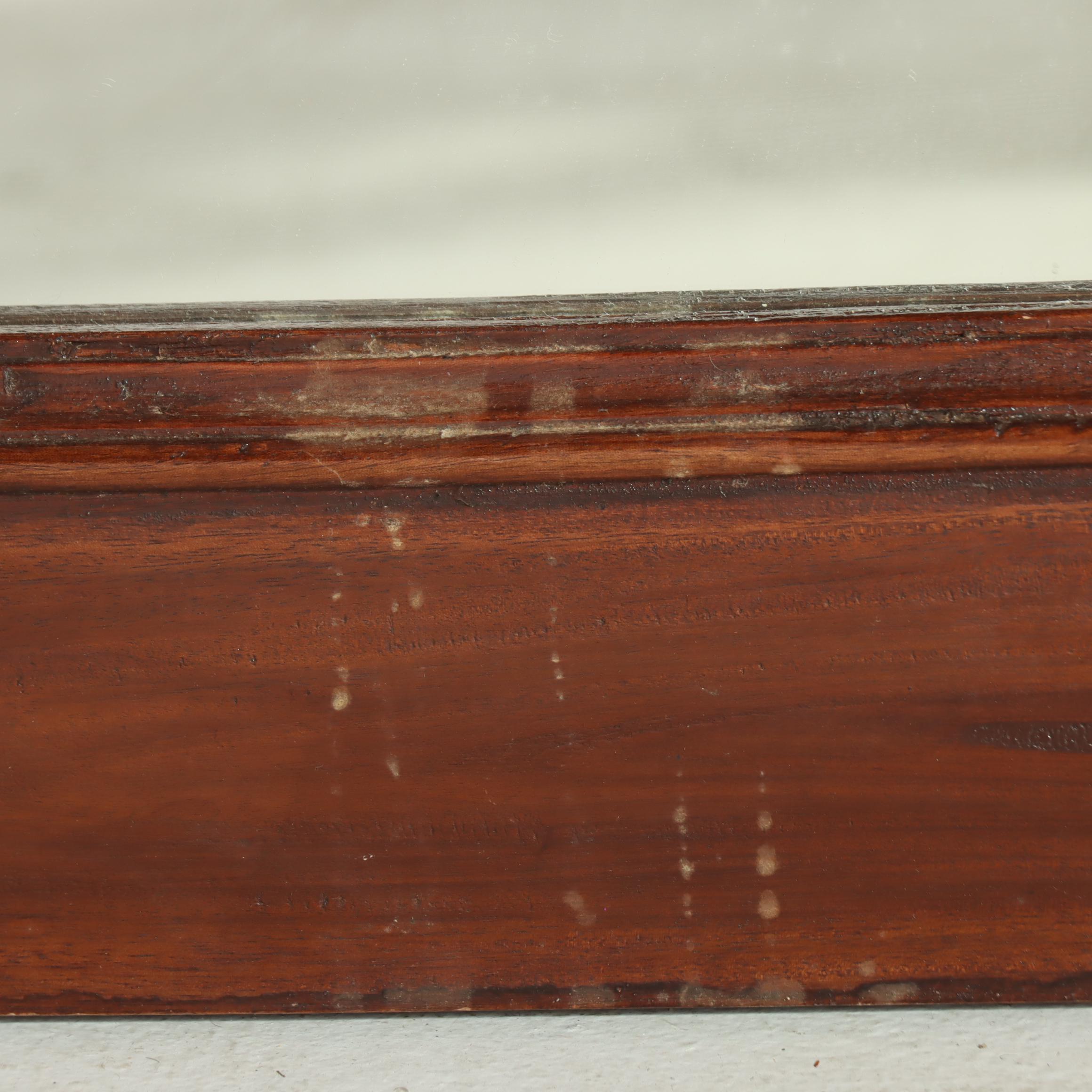 Hardwood Wall Mirror with Patinated Metal Mounts