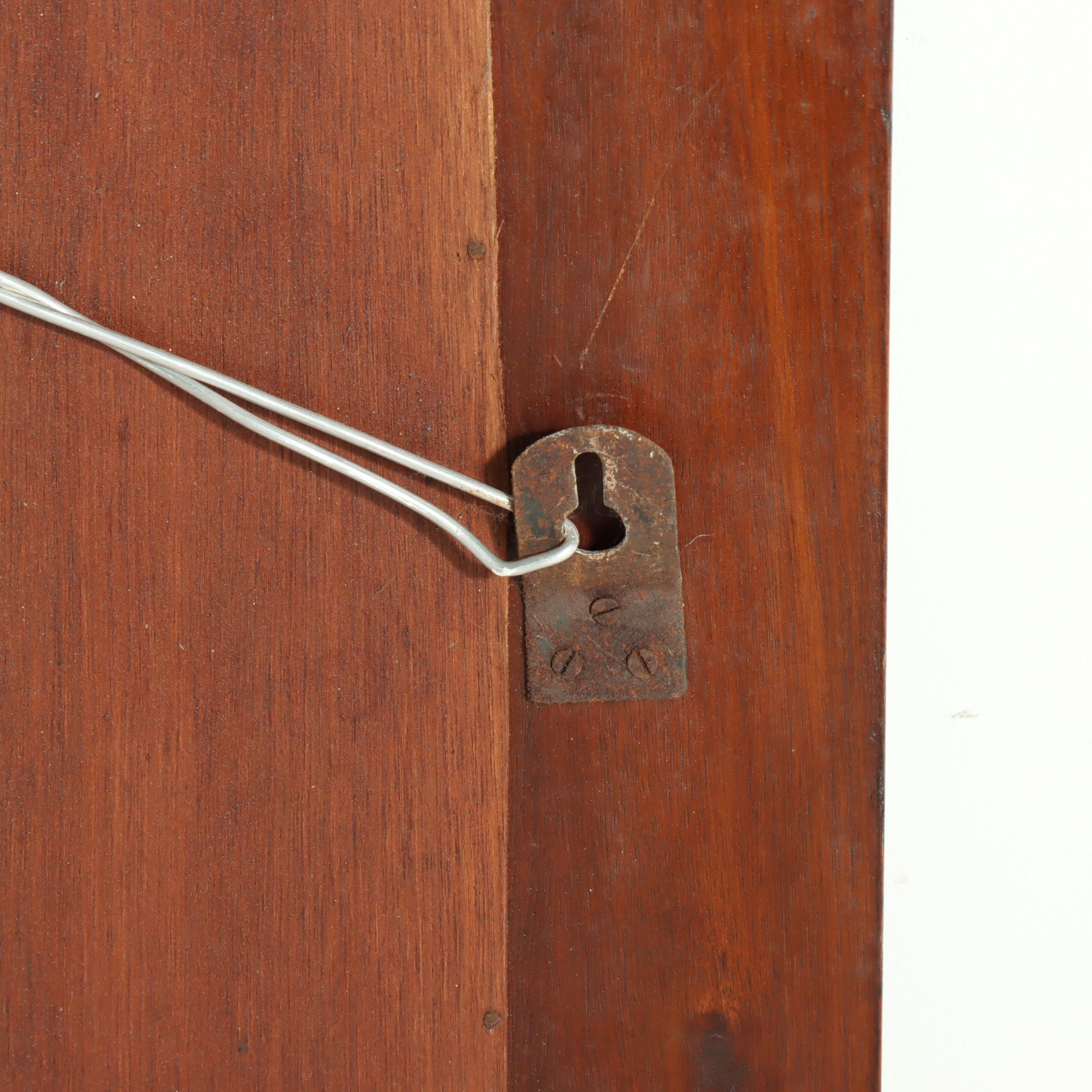 Hardwood Wall Mirror with Patinated Metal Mounts